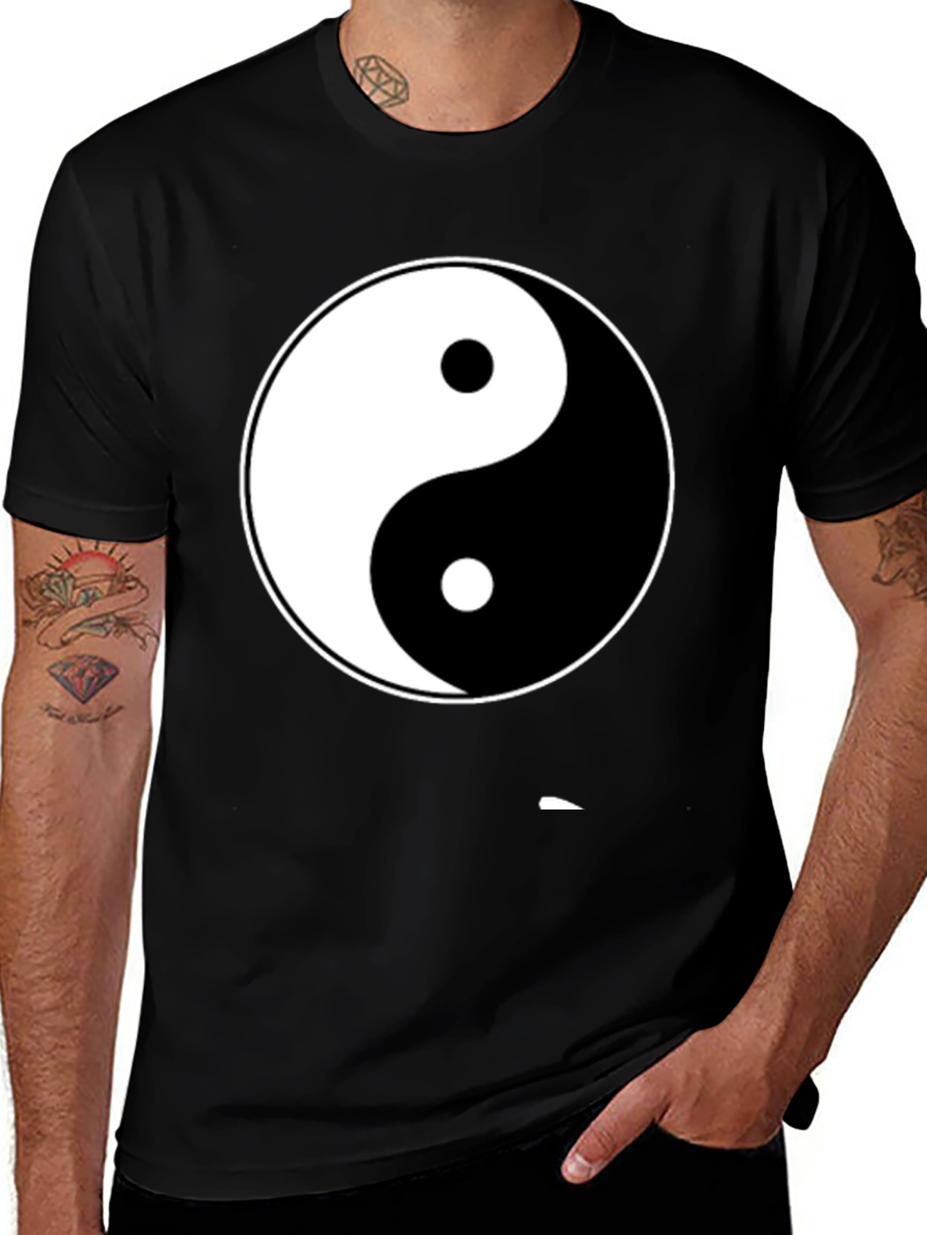 Yin Yang Symbol Graphic T-Shirt - Black