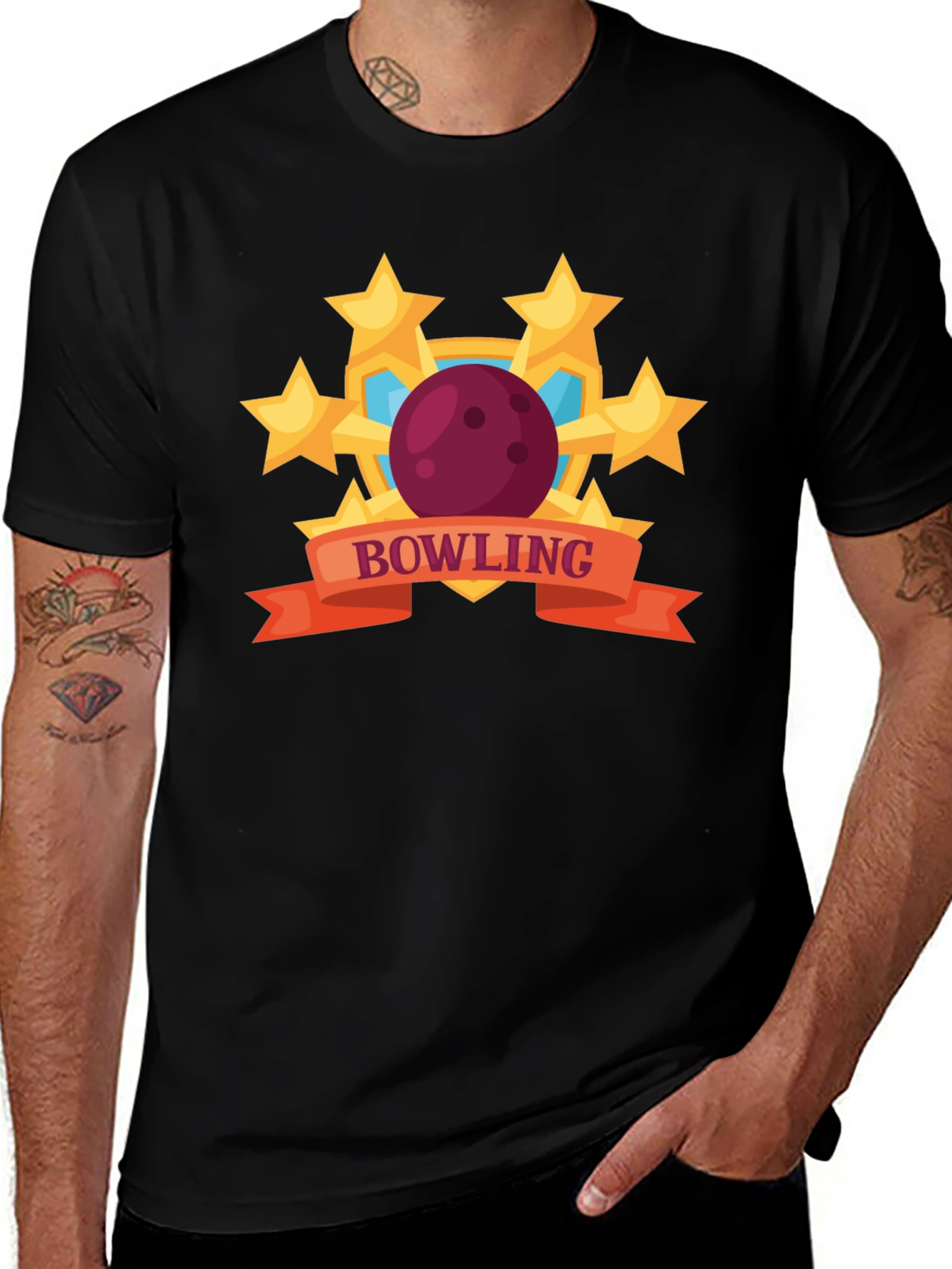 Variant 29 of Bowling Stars Graphic T-Shirt - Black