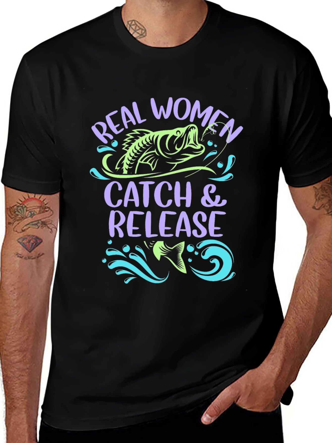 Variant 3 of Real Women Catch & Release T-Shirt - Fishing Apparel