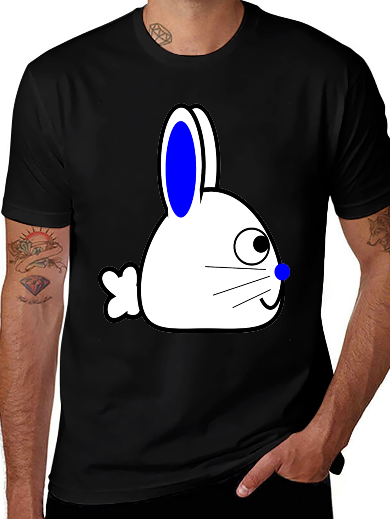 Variant 27 of Bunny Graphic Tee - Black Cotton Blend