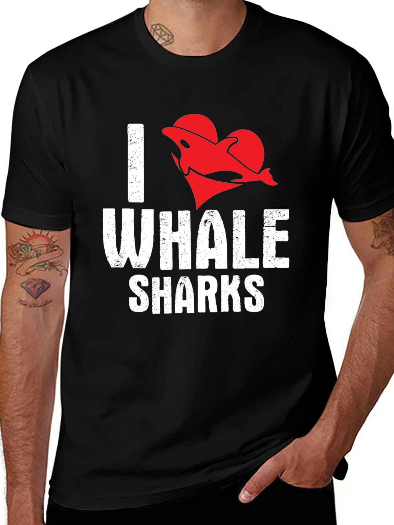 Variant 24 of I Love Whale Sharks T-Shirt Black Cotton Graphic Tee