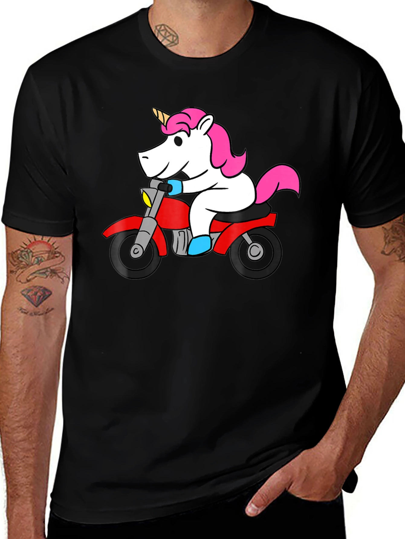 Variant 17 of Unicorn Motorcycle Black T-Shirt