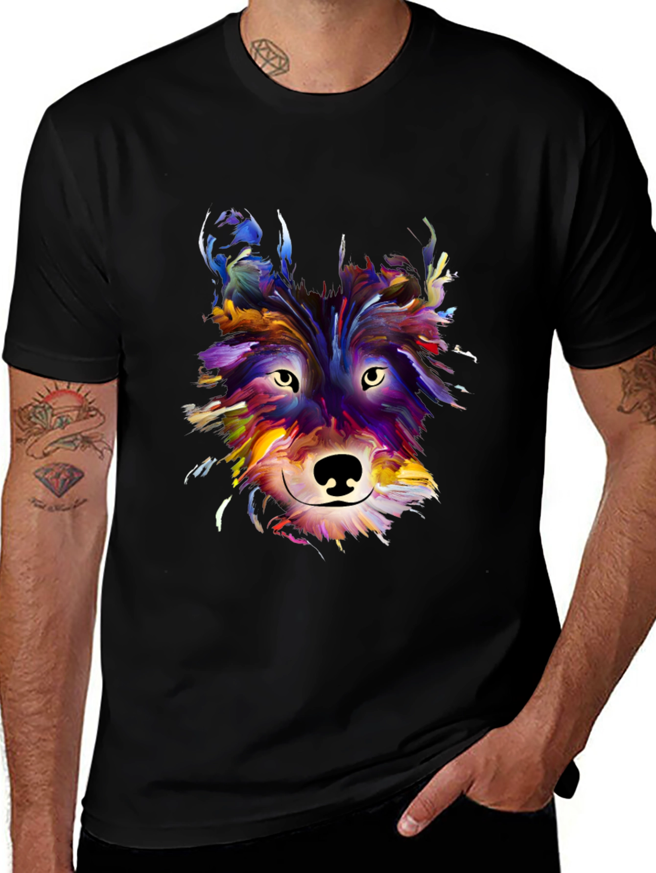 Variant 6 of Abstract Wolf Graphic Tee - Artistic Men's T-Shirt