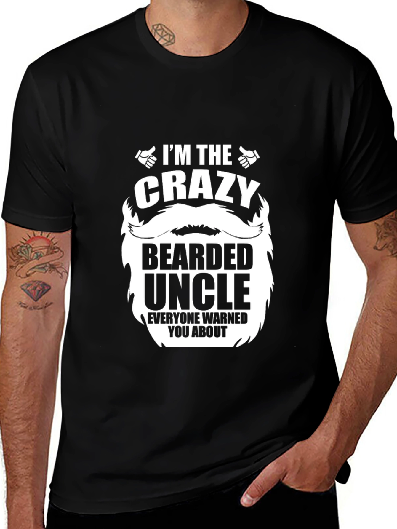 Crazy Bearded Uncle Graphic Tee - Novelty T-Shirt