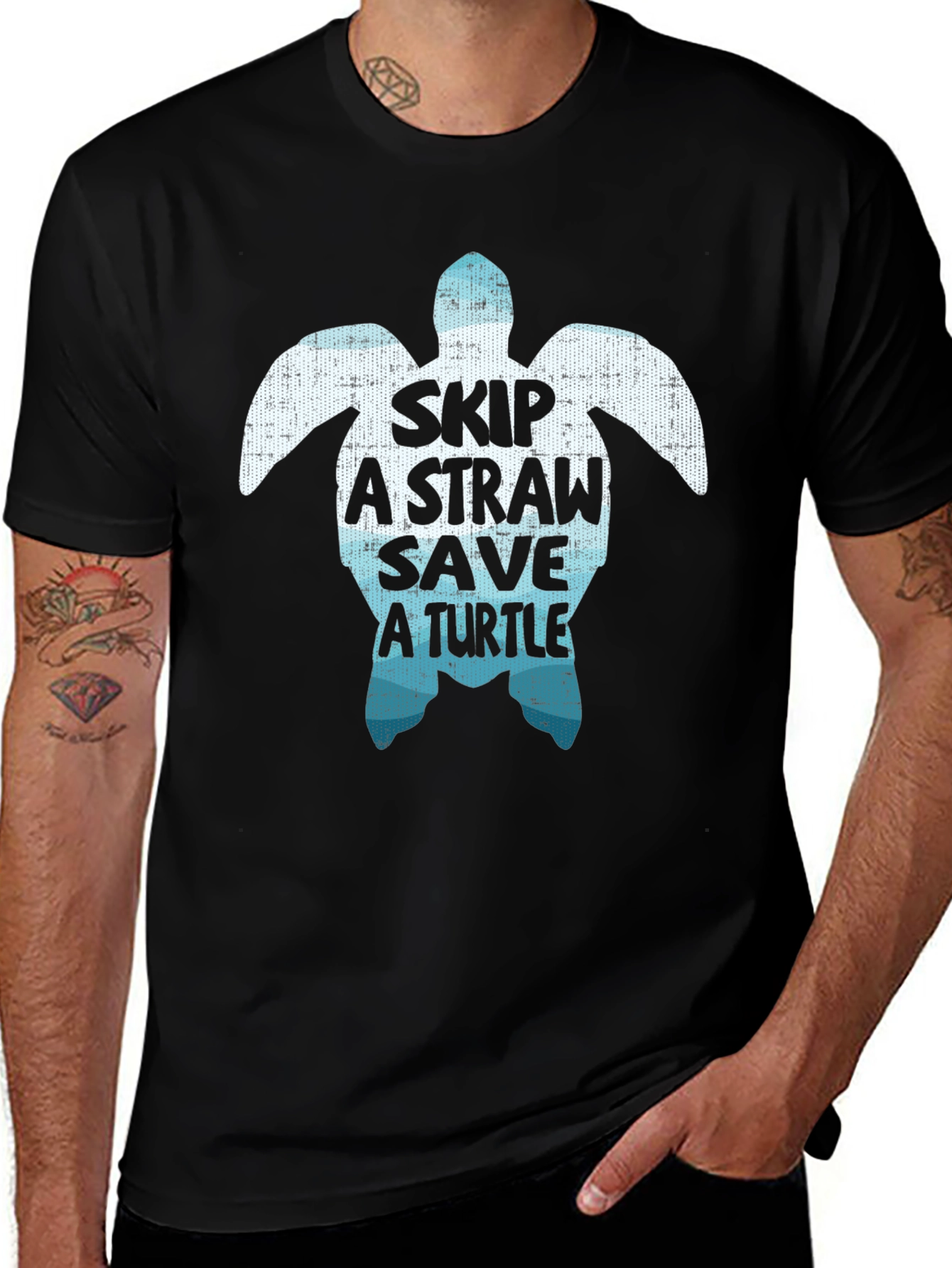 Variant 16 of Skip A Straw Save A Turtle Graphic Tee - Eco Friendly