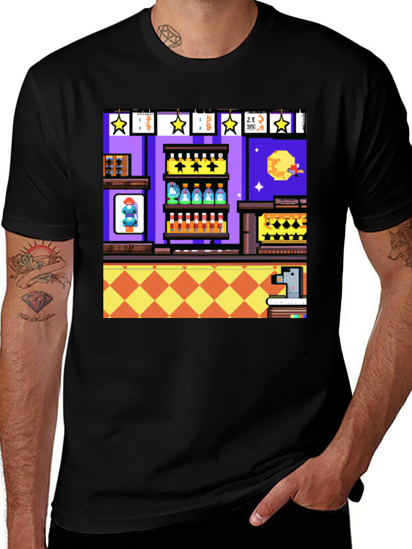 Variant 26 of Retro Pixel Art Bartender T-Shirt - Novelty Graphic Tee