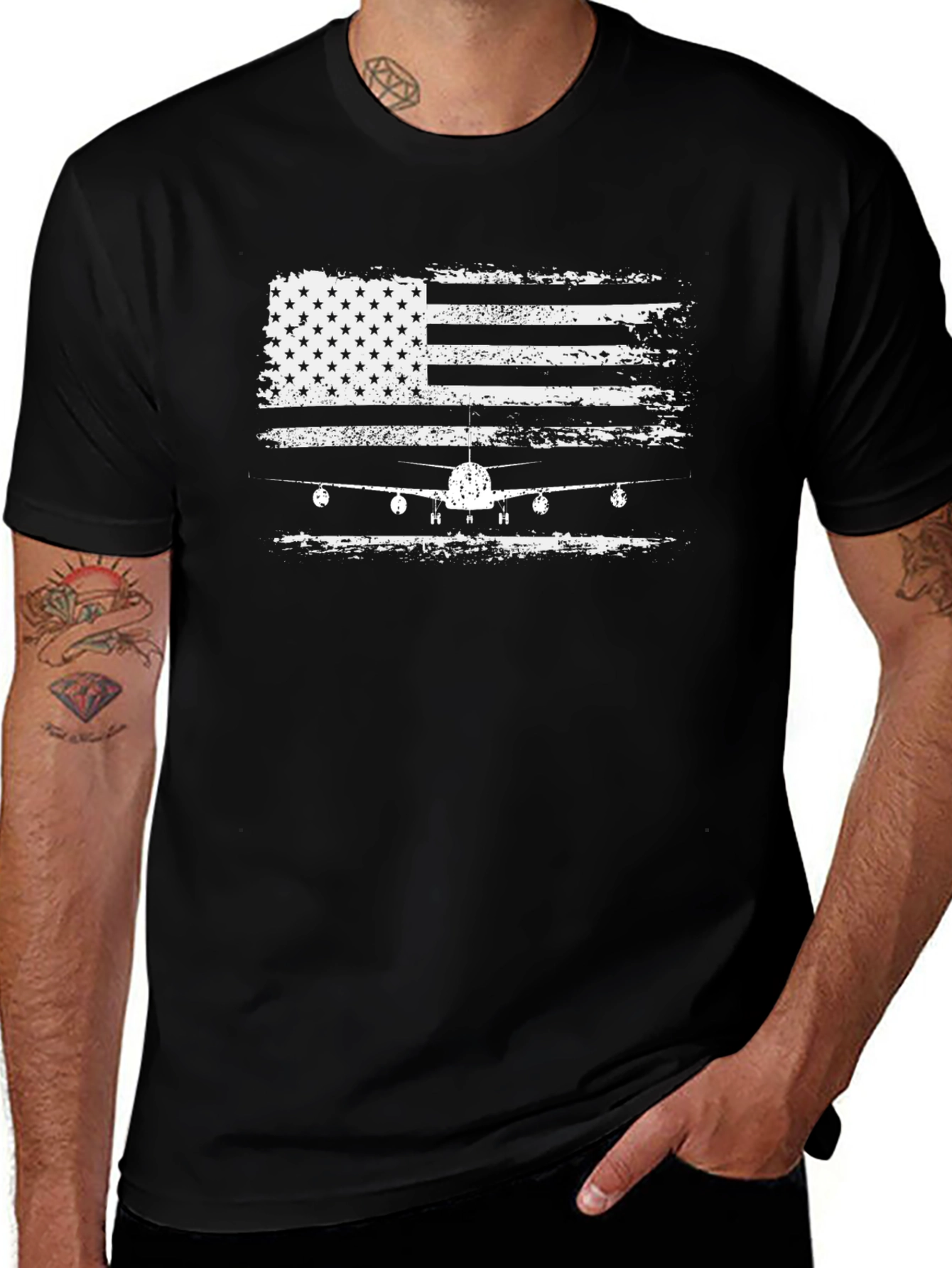 Variant 15 of American Flag Airplane Graphic Tee