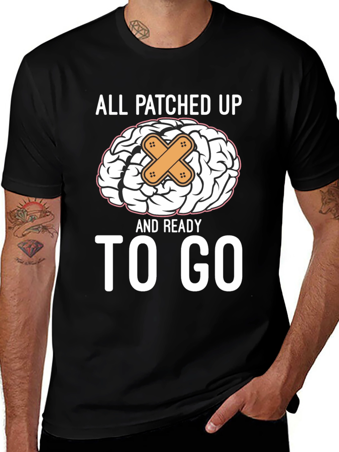 Patched Up Brain T-Shirt - Ready to Go!