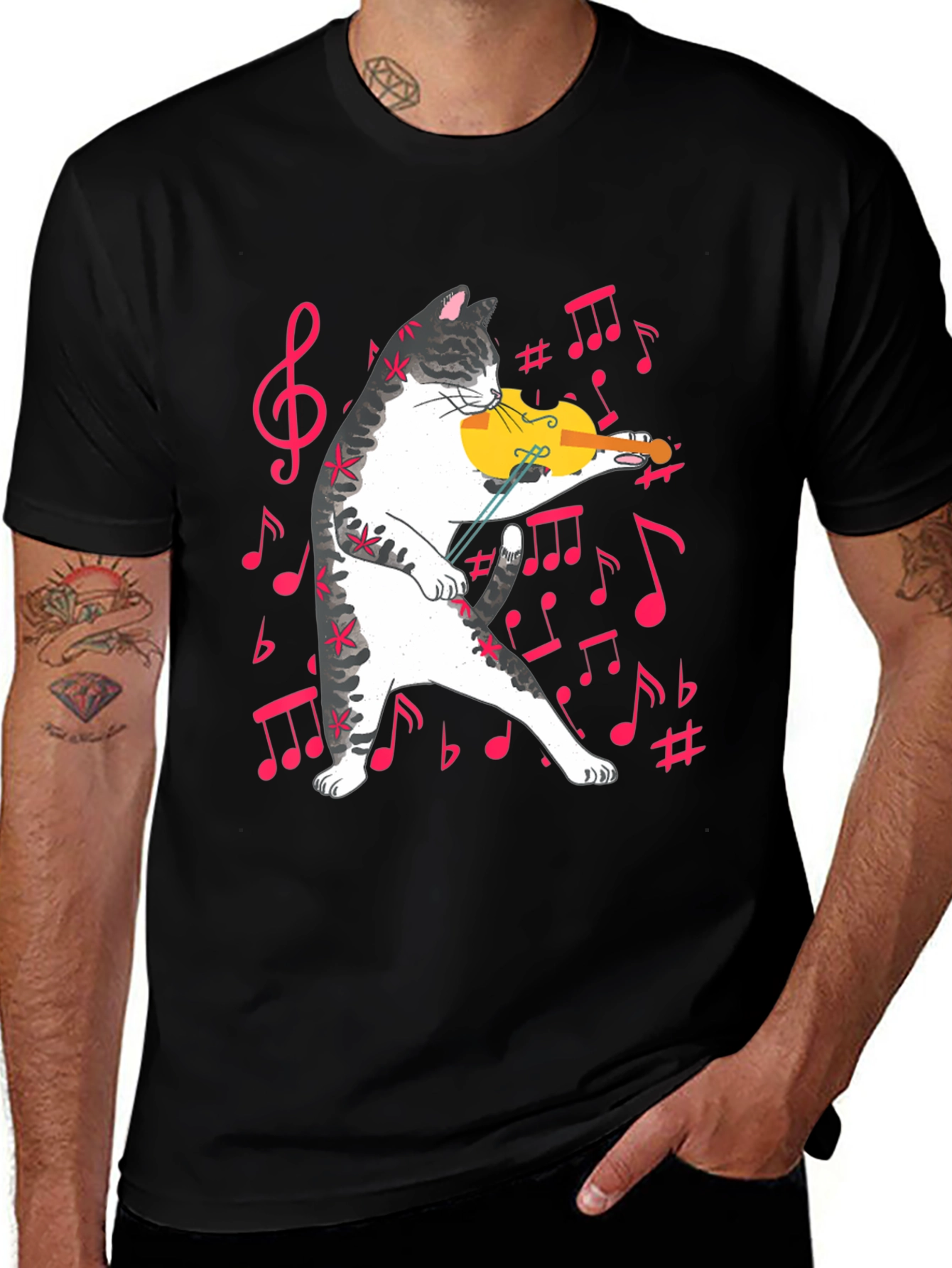Variant 13 of Musical Cat T-Shirt - Funny Feline Violinist Tee