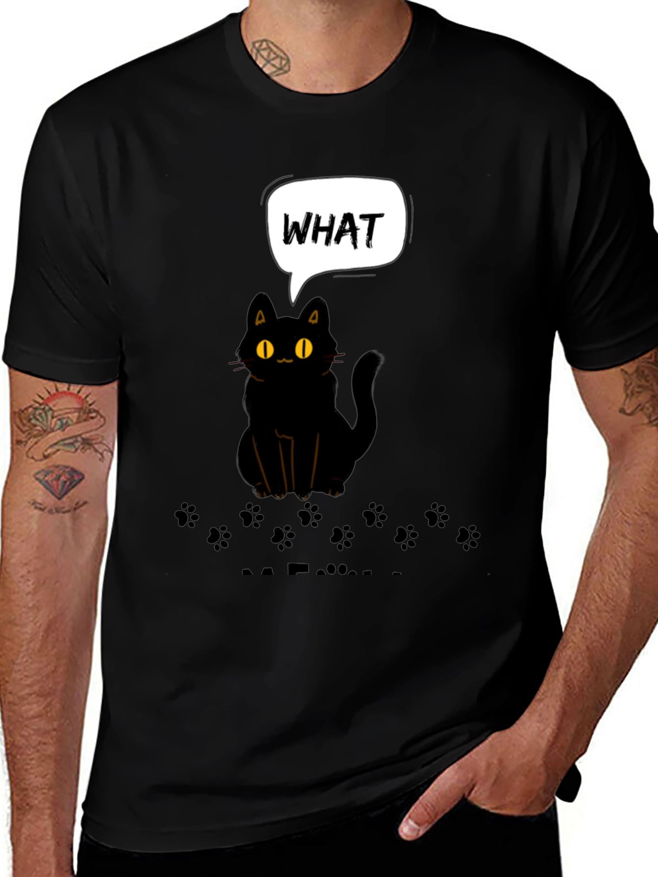Variant 26 of Funny Cat What T-Shirt Black