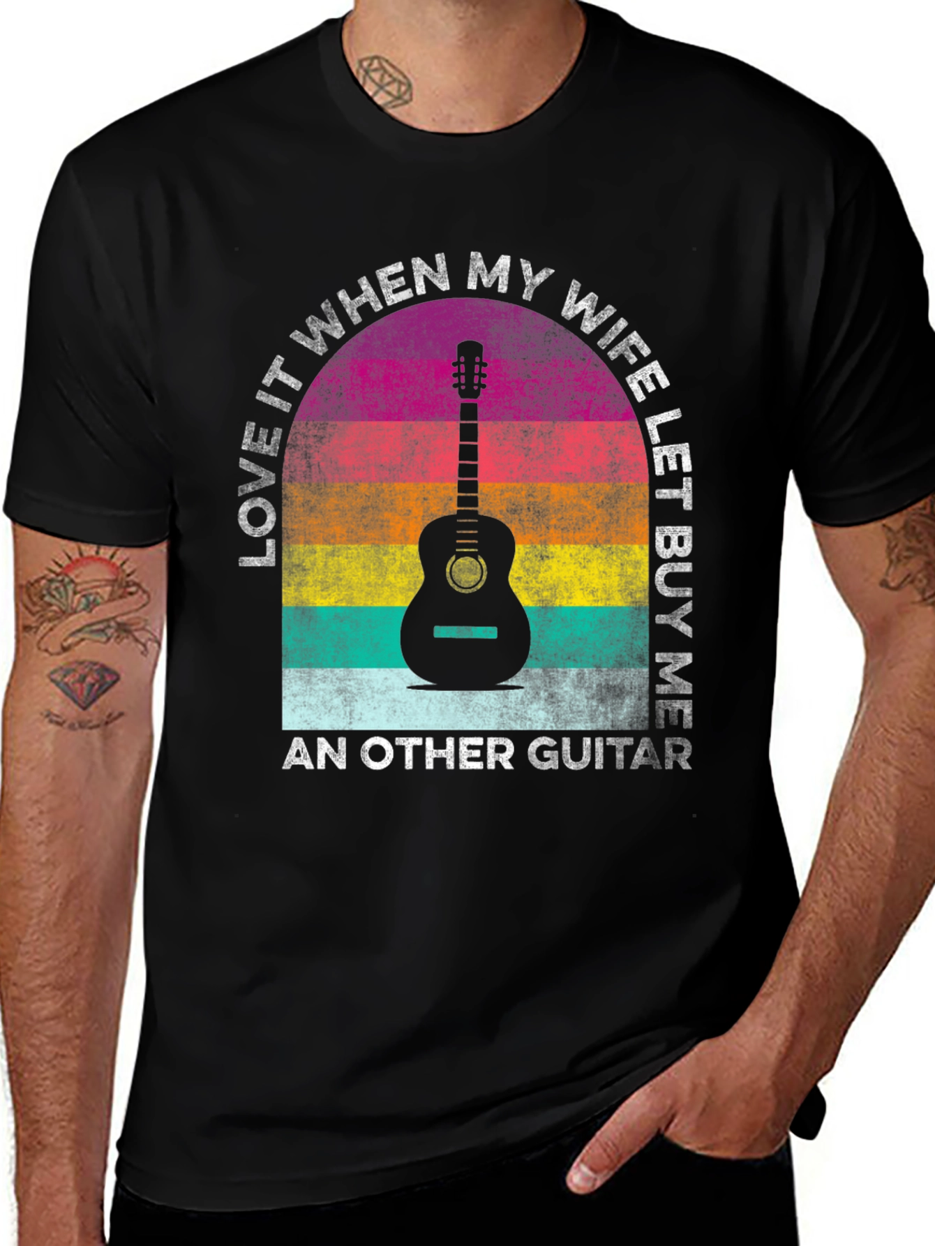Variant 6 of Guitar Lover T-Shirt: My Wife Buys Me Guitars!