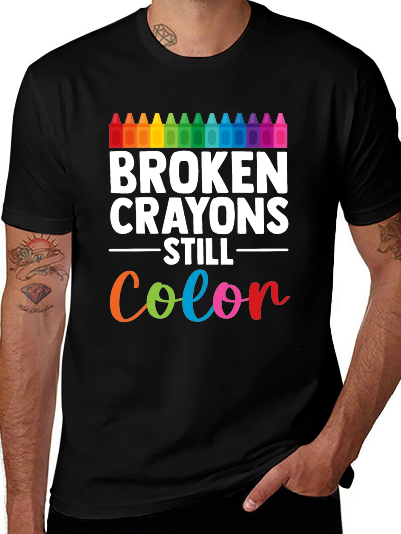 Variant 13 of Broken Crayons Still Color Graphic Tee