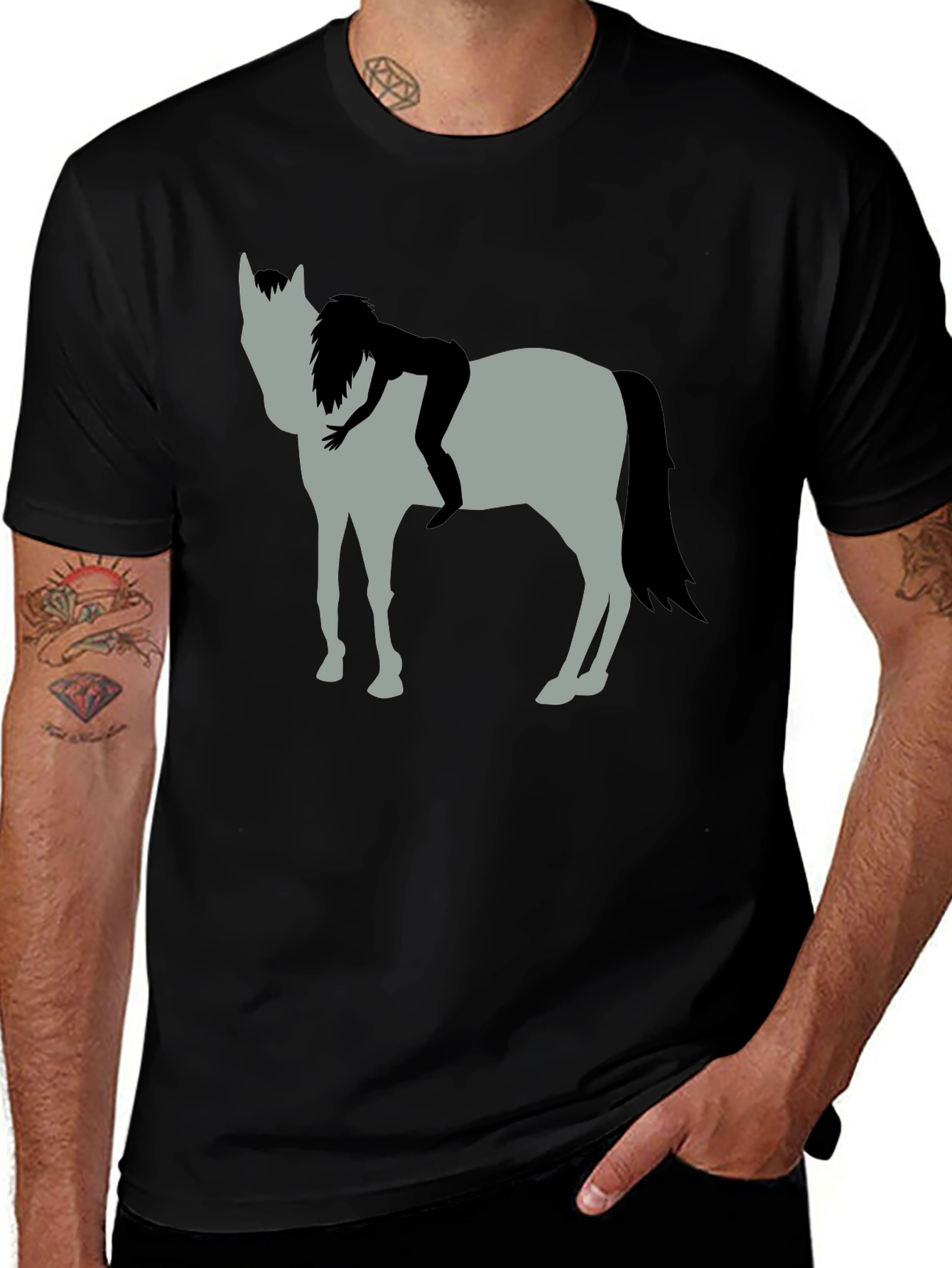 Variant 12 of Horse & Rider Graphic Tee - Black