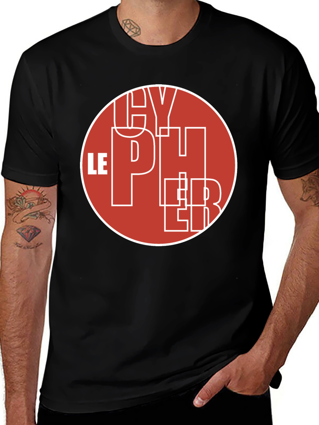 Variant 8 of Cypher Graphic Tee - Modern Red and White Design