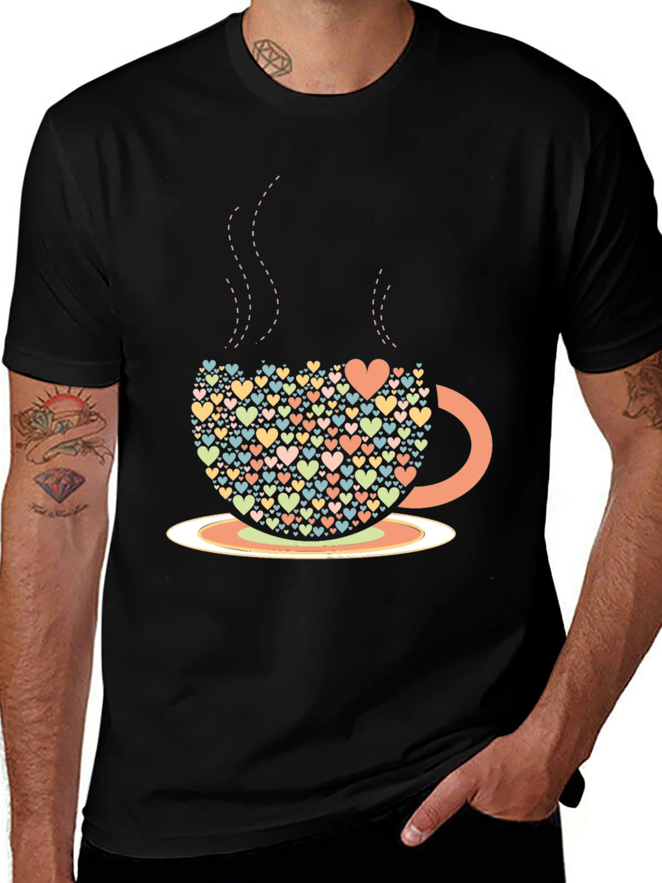 Heart Coffee Cup Graphic T-Shirt