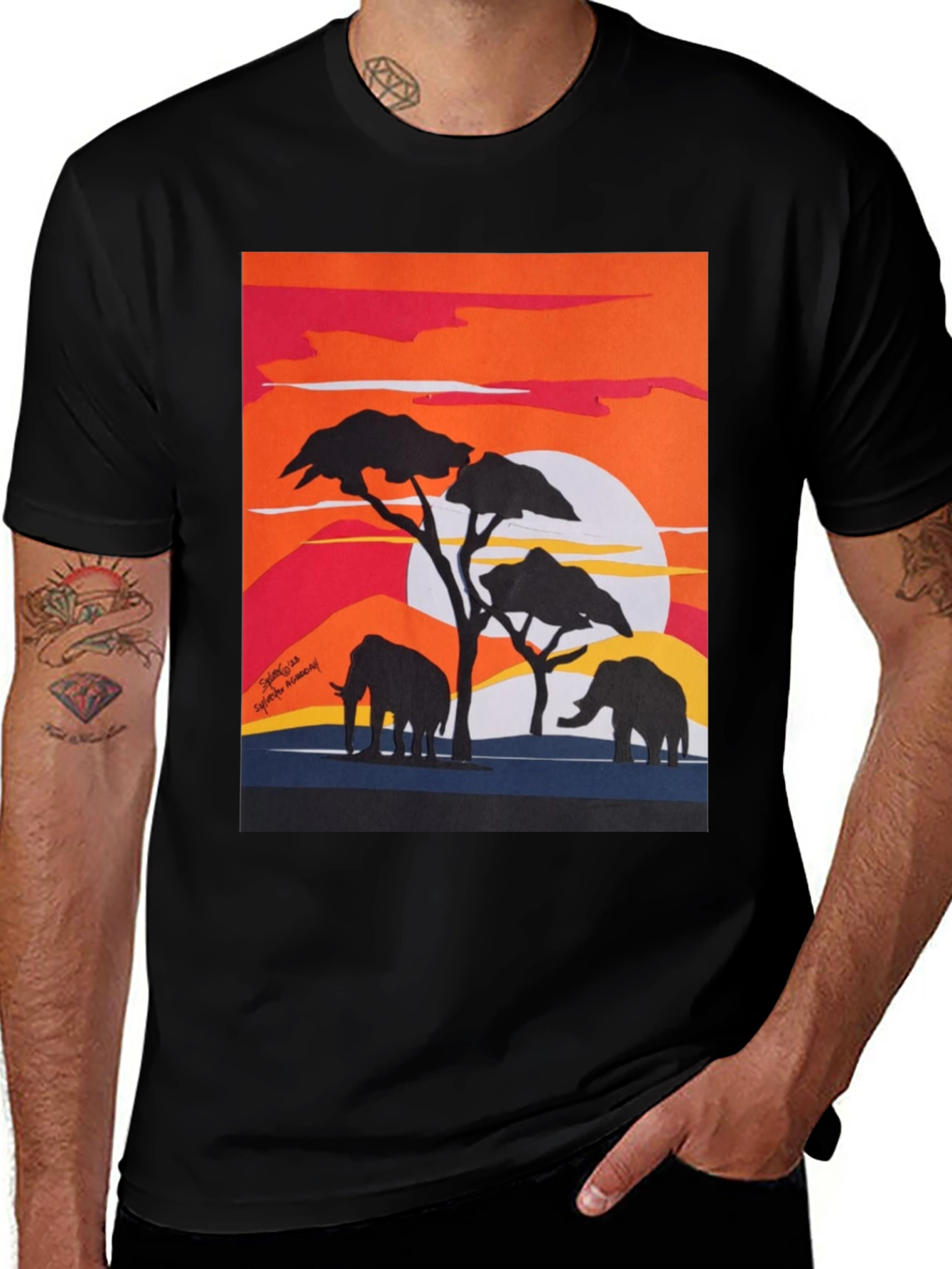 Variant 21 of African Sunset Elephant Graphic Tee
