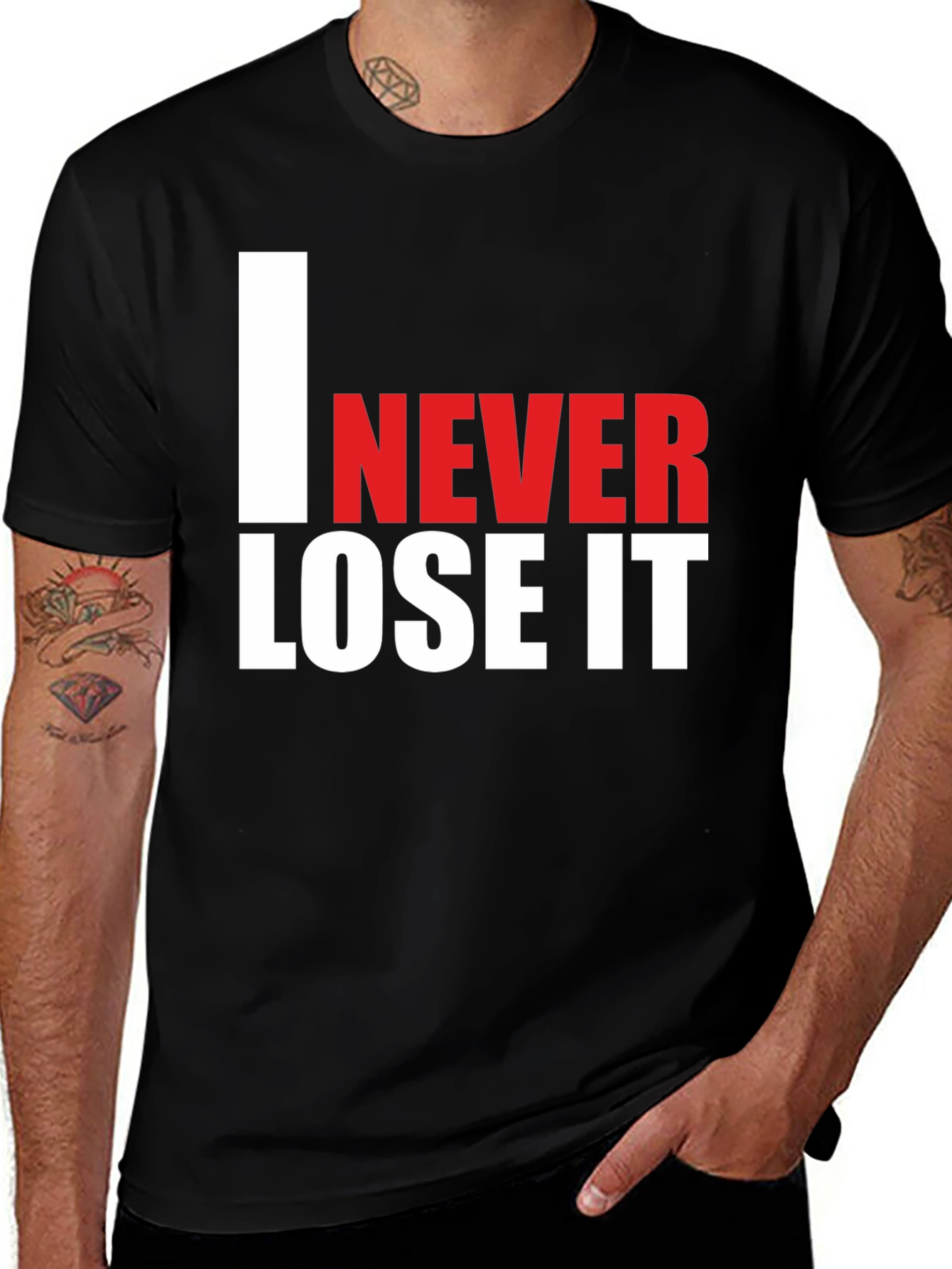 Variant 26 of I Never Lose It Graphic T-Shirt - Black Casual Tee