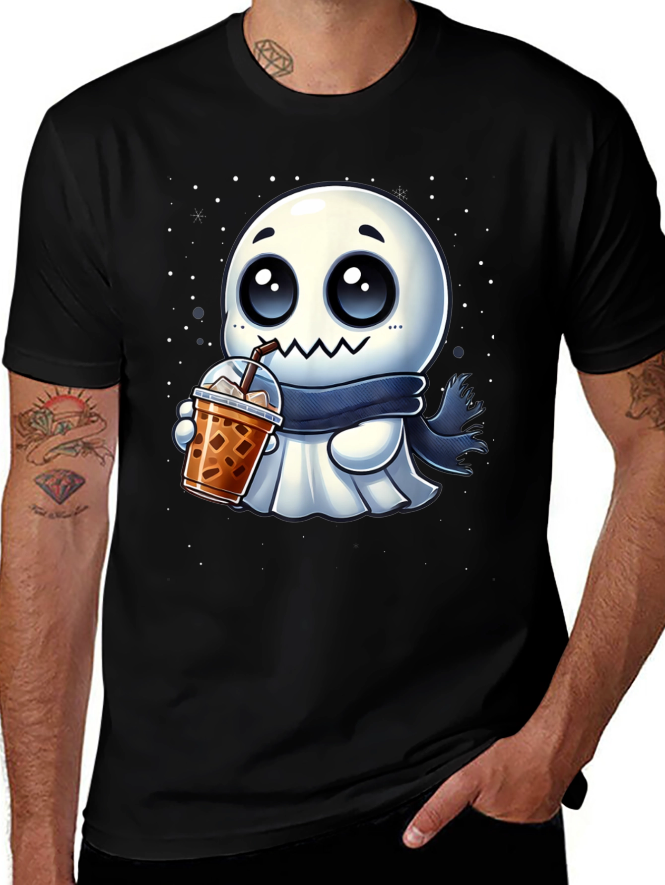 Variant 14 of Ghost Boba Lover Black T-Shirt