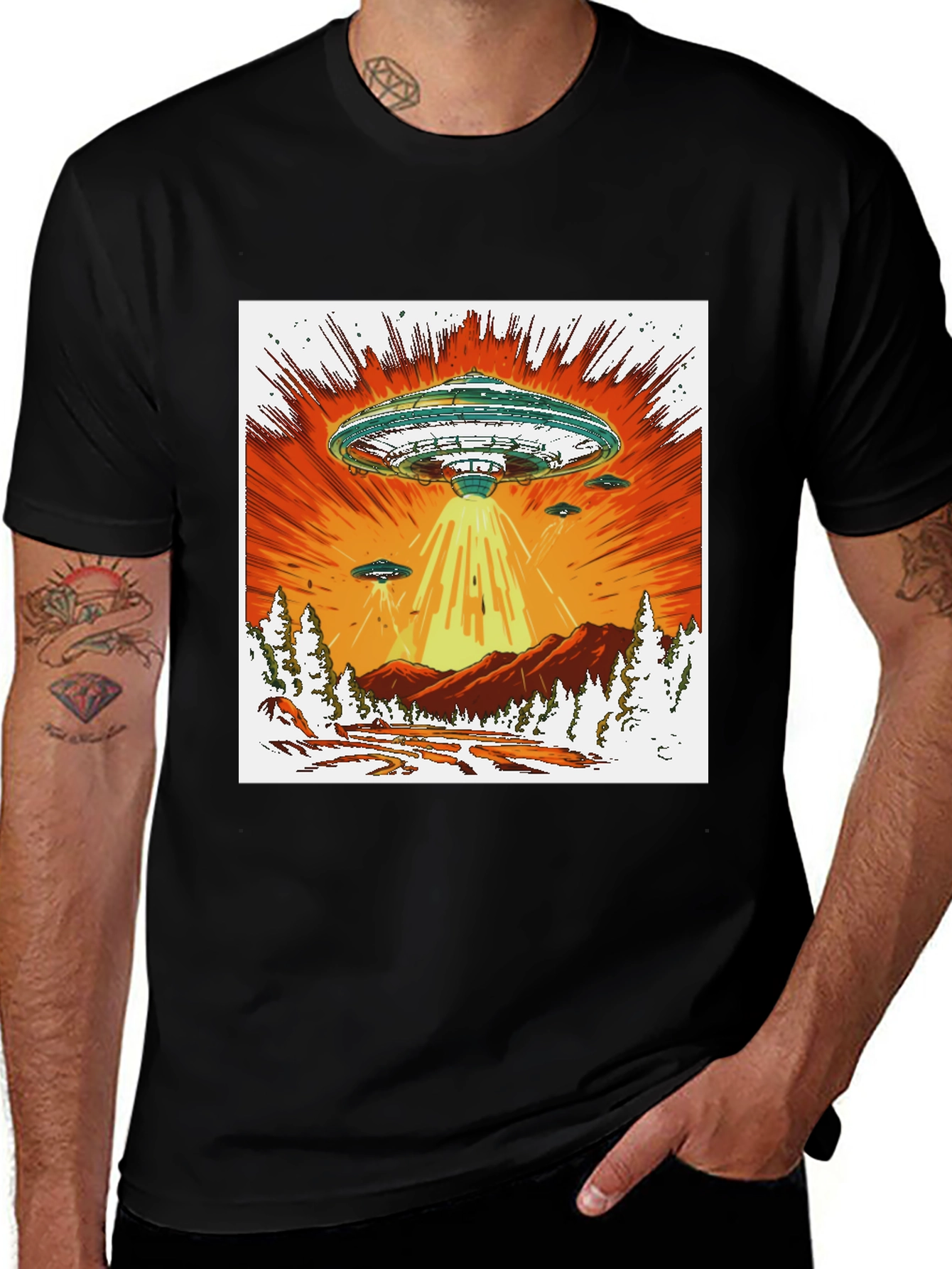 Variant 24 of UFO Abduction Graphic Tee - Sci-Fi Style