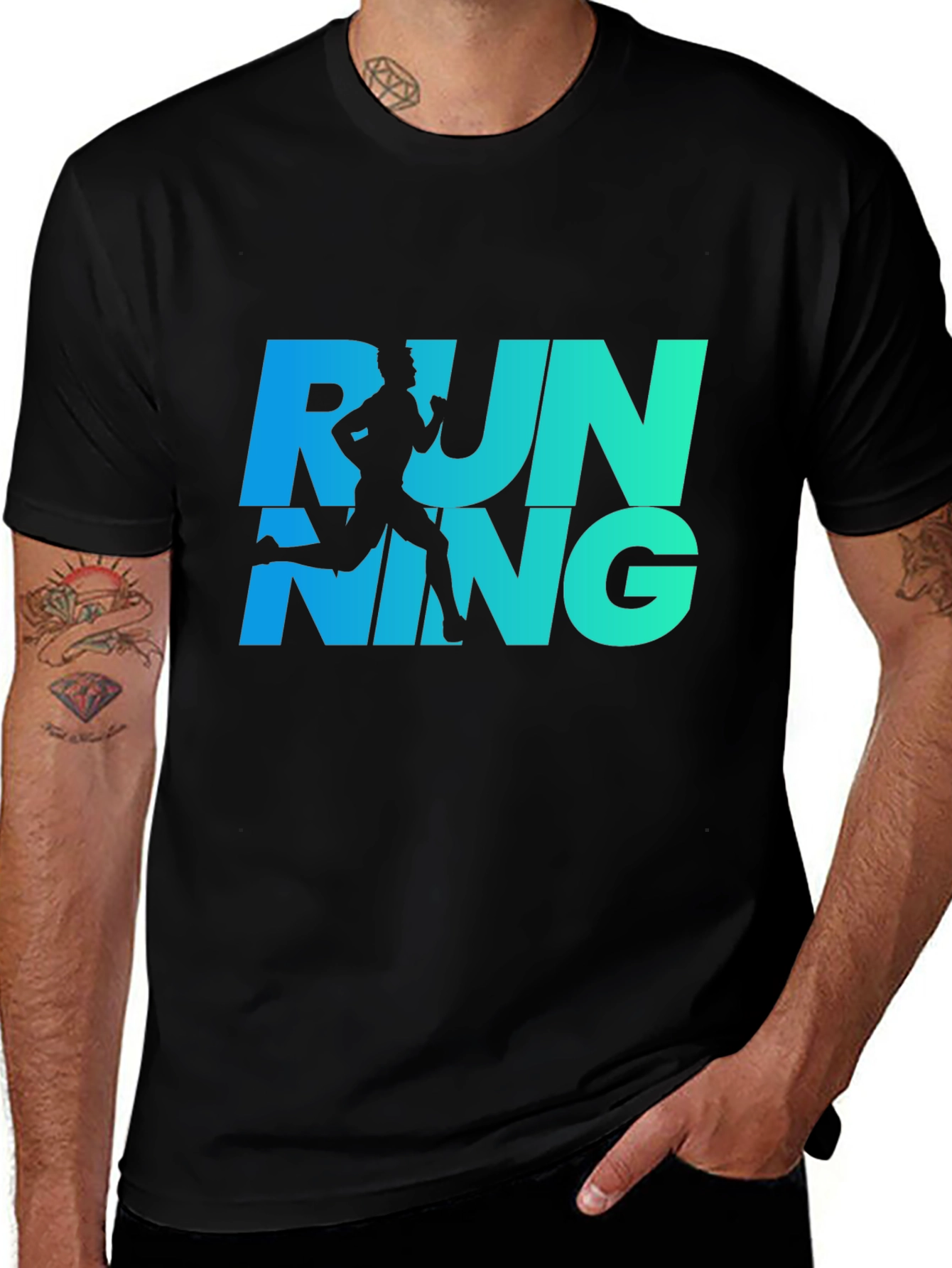 Variant 24 of Running Graphic Tee - Cool Blue Gradient Design