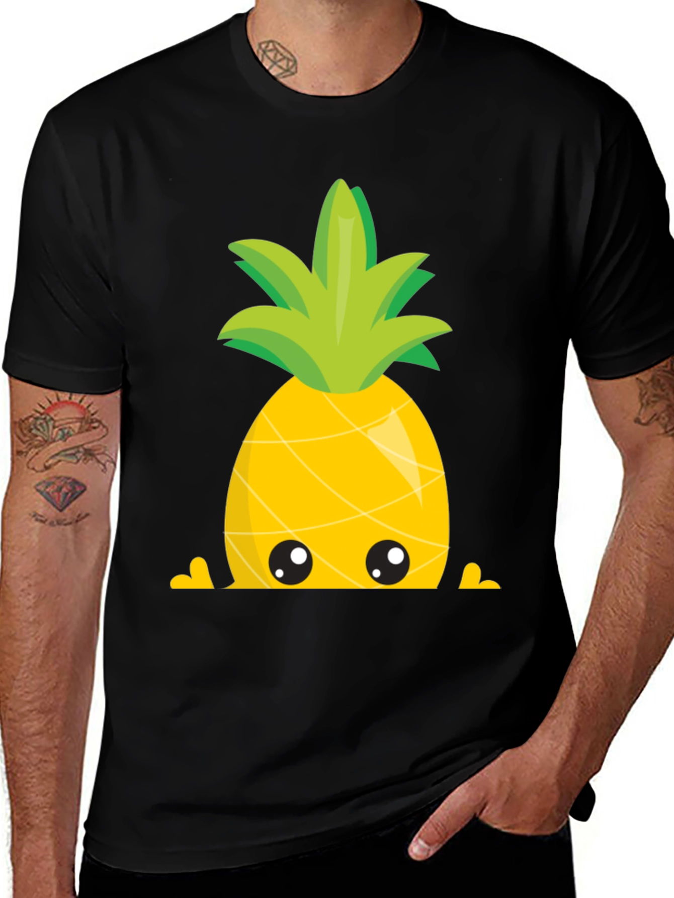 Variant 24 of Cute Kawaii Pineapple Peekaboo Graphic T-Shirt