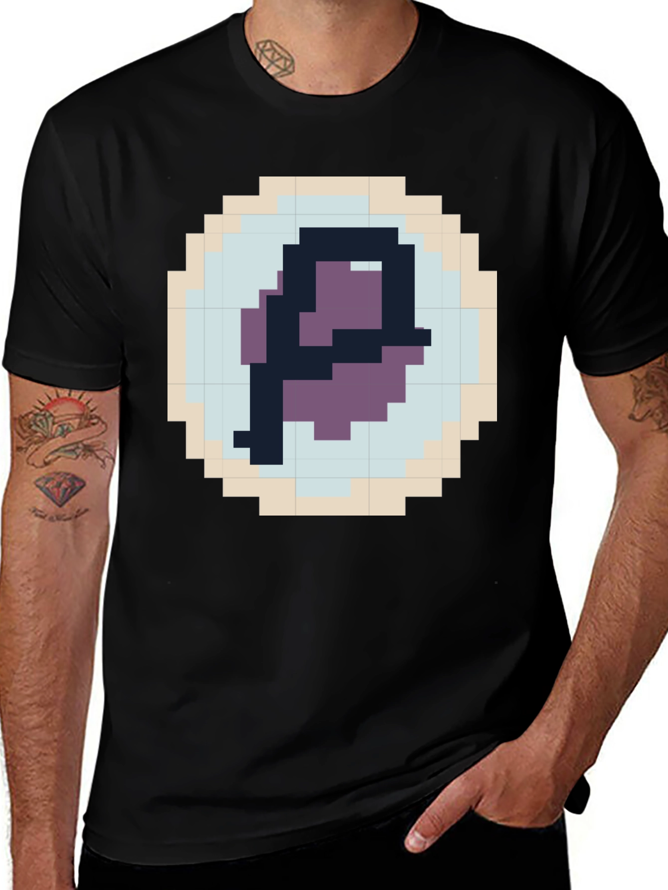 Variant 20 of Pixel Art Initial "P" Black T-Shirt