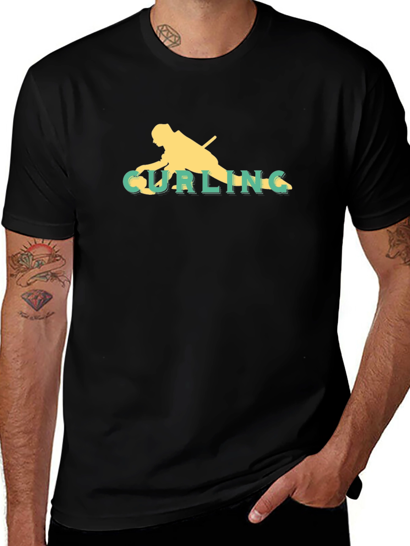 Variant 8 of Curling Silhouette Tee - Stylish Graphic Print Shirt