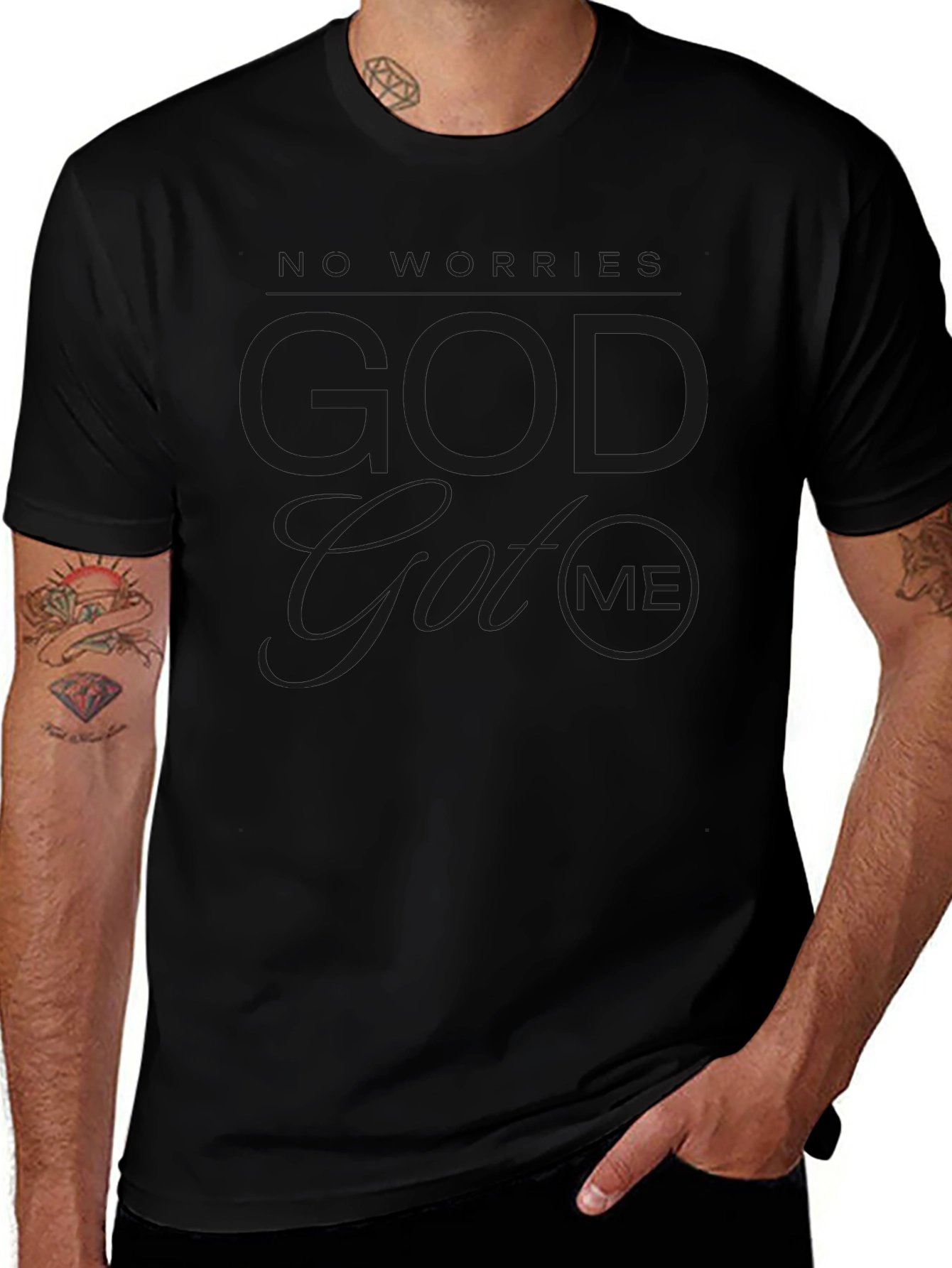 Black Modern Graphic Print Black T-Shirt main image