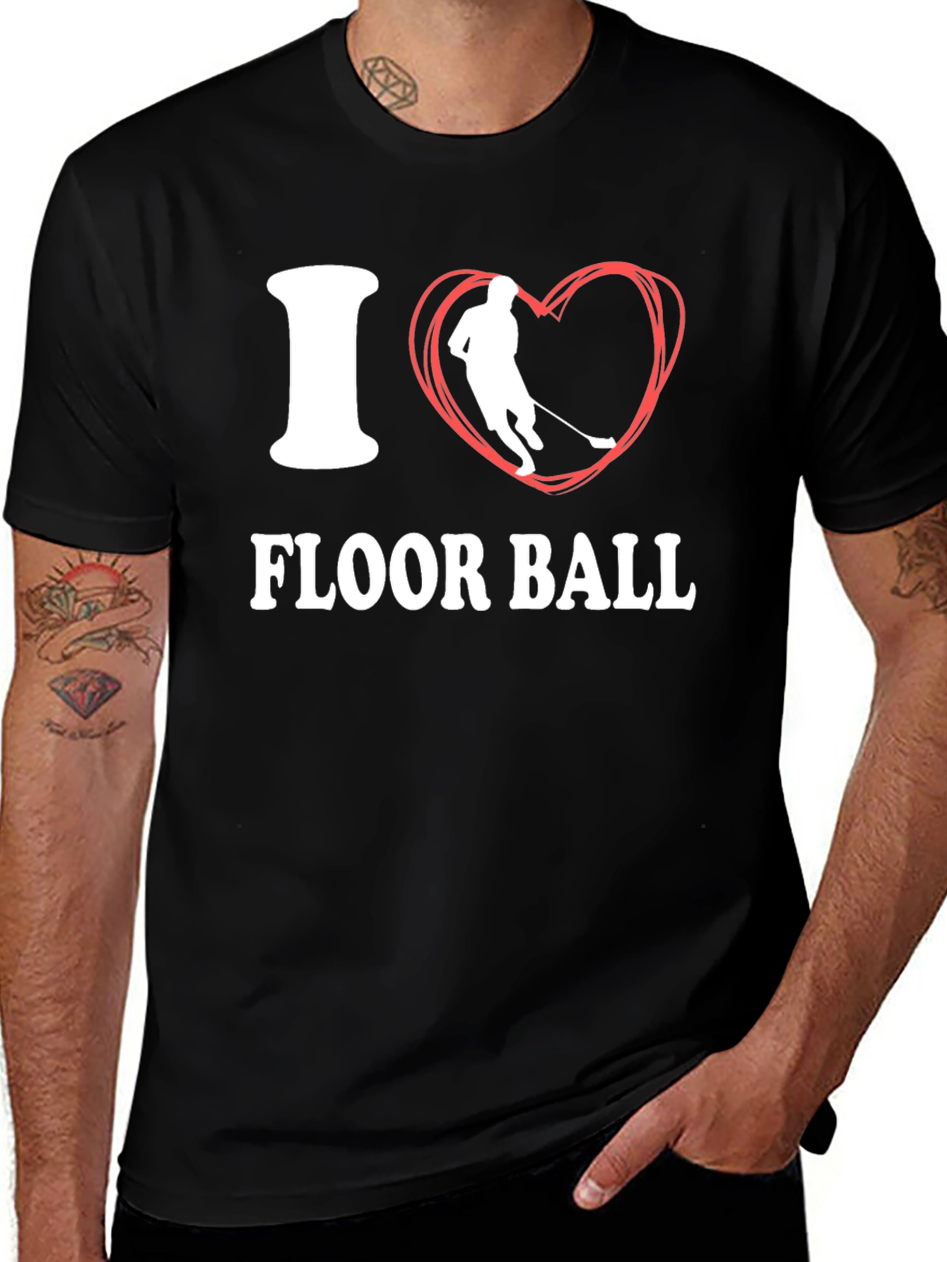 Variant 18 of I Love Floorball T-Shirt - Black