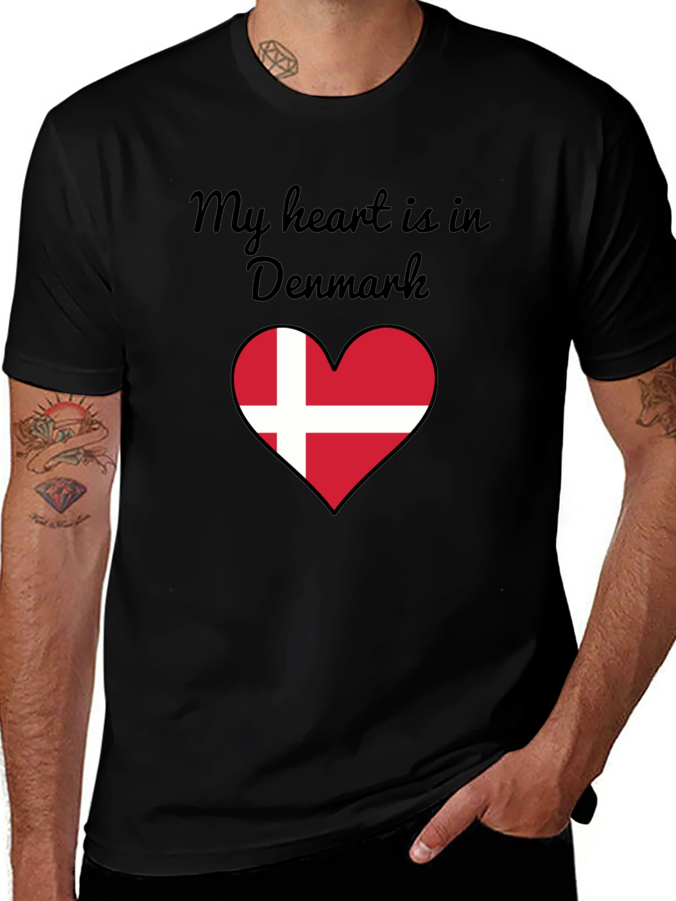Denmark Heart Flag Graphic T-Shirt
