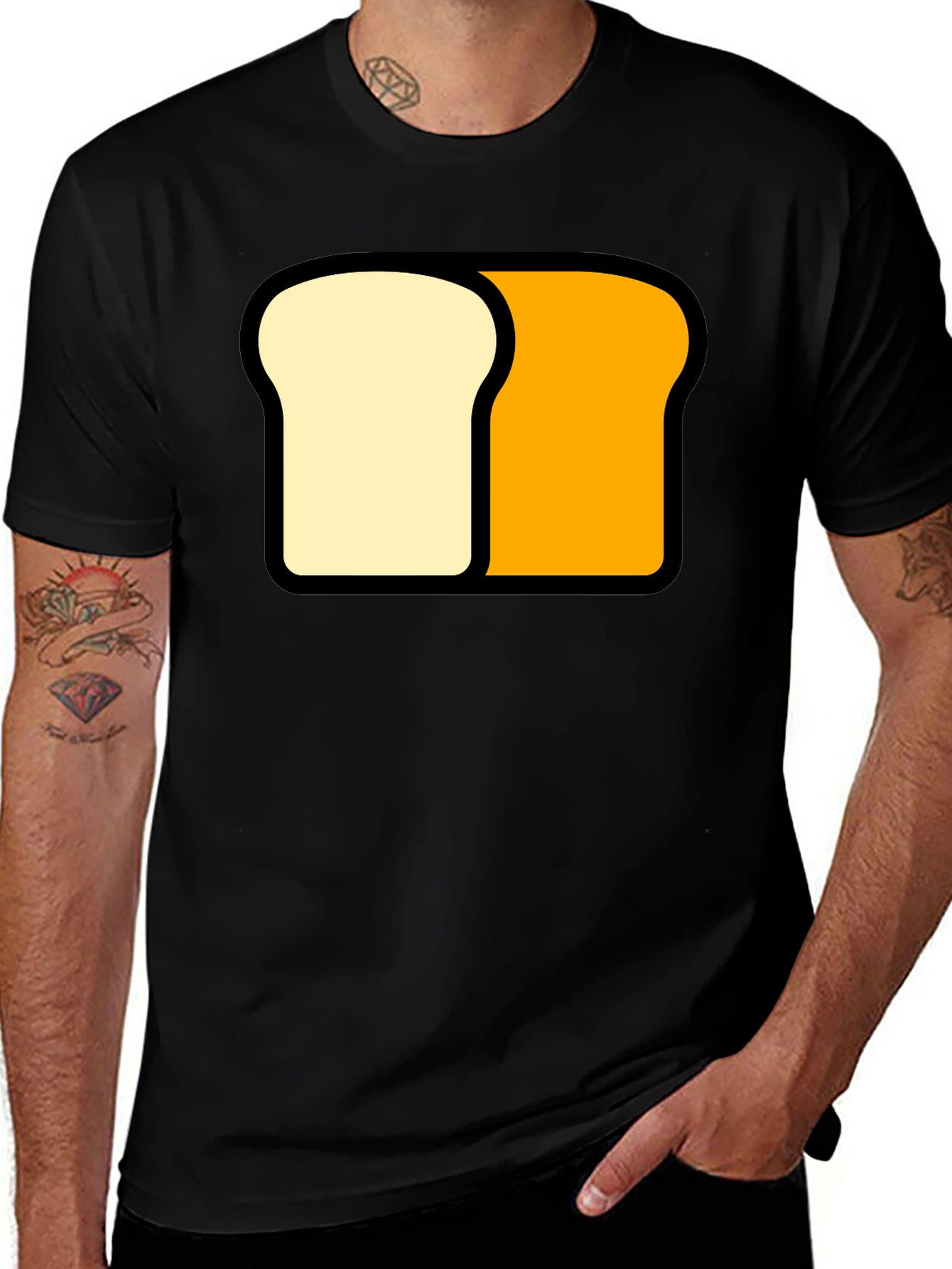 Variant 13 of Funny Sliced Bread Graphic Tee - Black Cotton T-Shirt