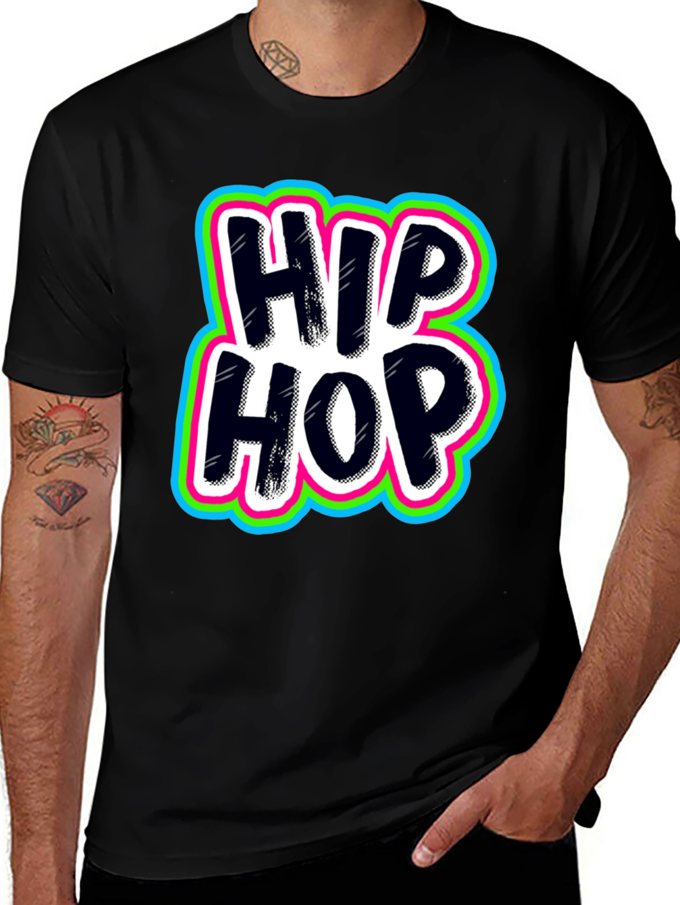 Variant 10 of Hip Hop Graphic Black T-Shirt