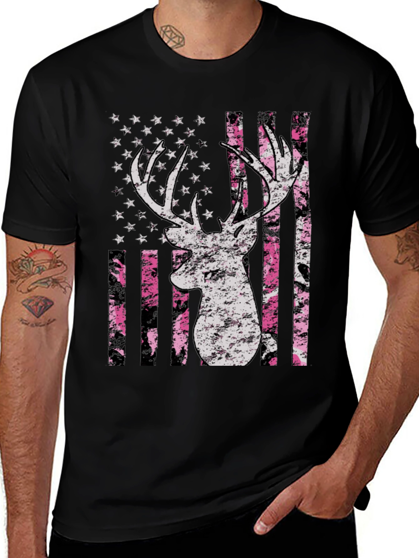 Variant 15 of American Flag Deer Graphic Tee