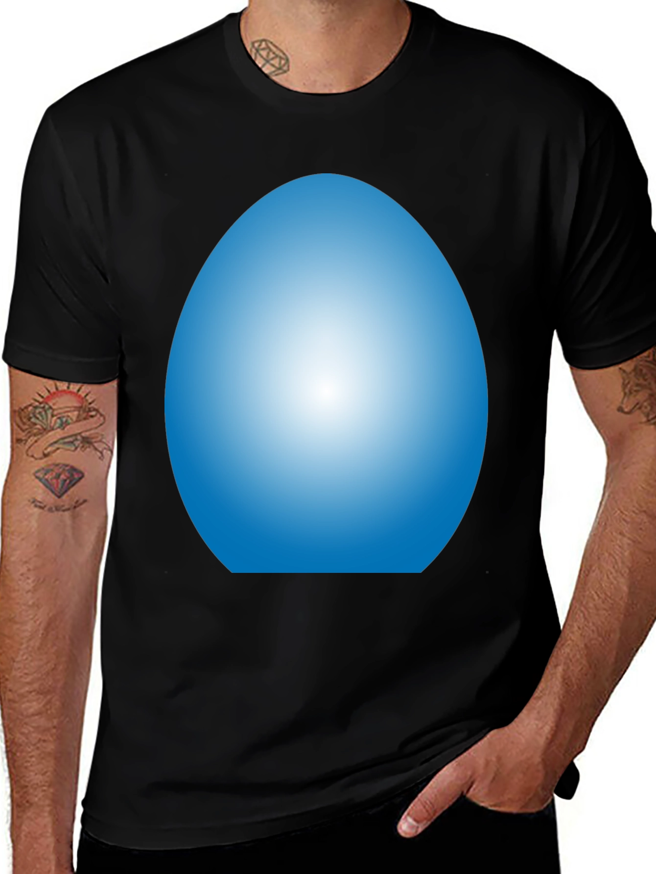 Variant 18 of Gradient Blue Egg Graphic T-Shirt - Casual Style