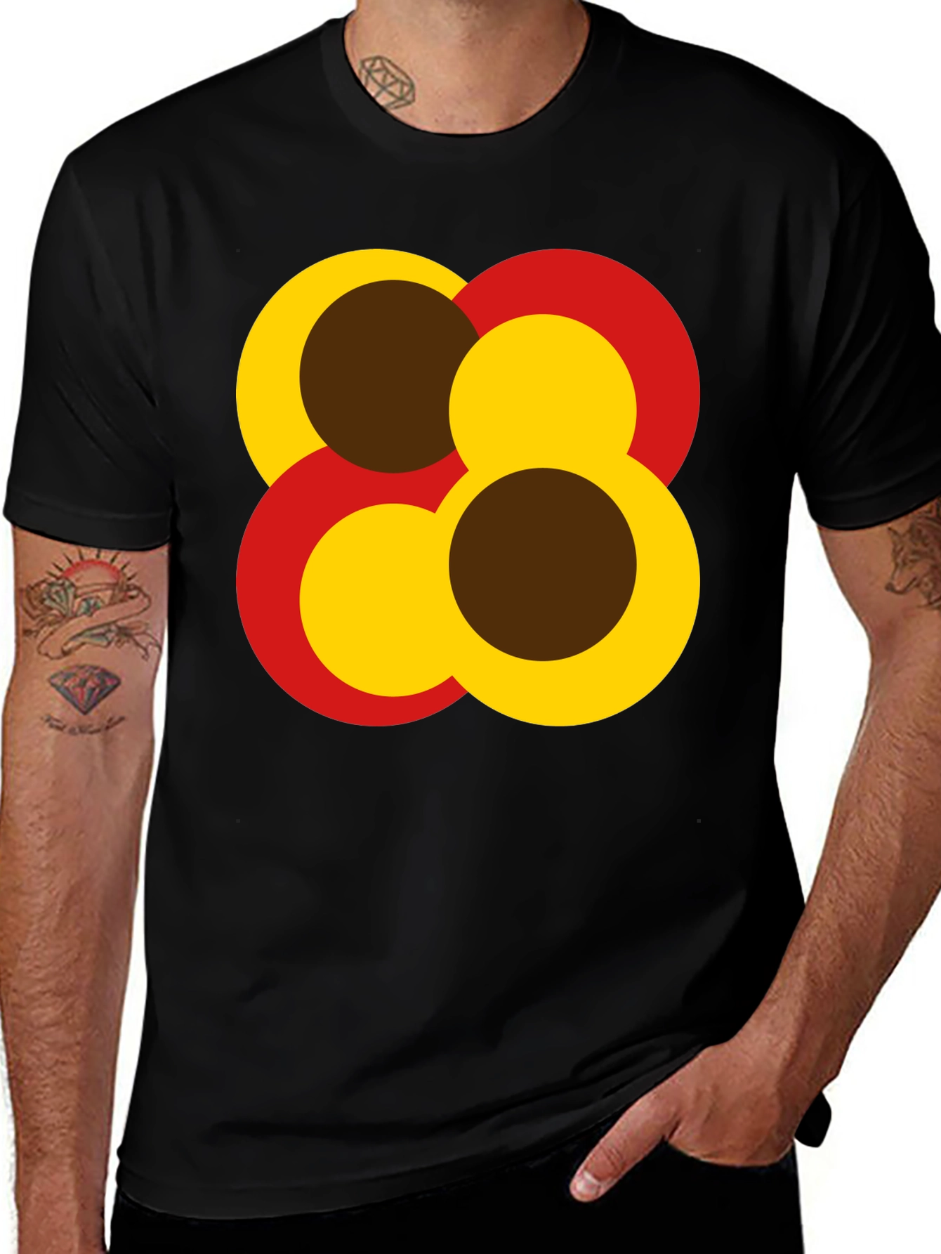 Variant 24 of Retro Geometric Graphic Tee - Black