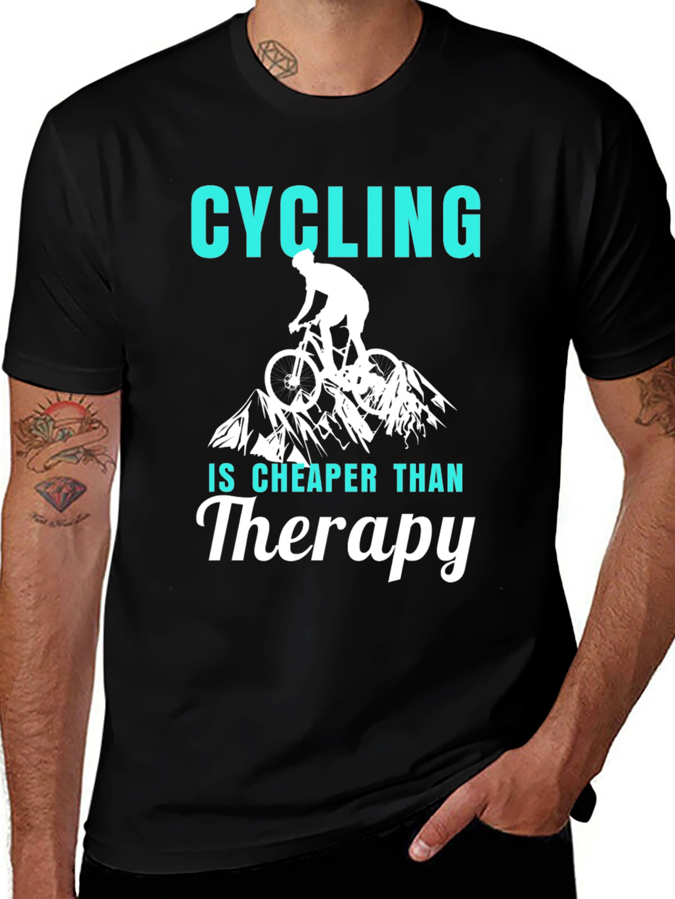 Variant 16 of Cycling Cheaper Than Therapy Graphic T-Shirt