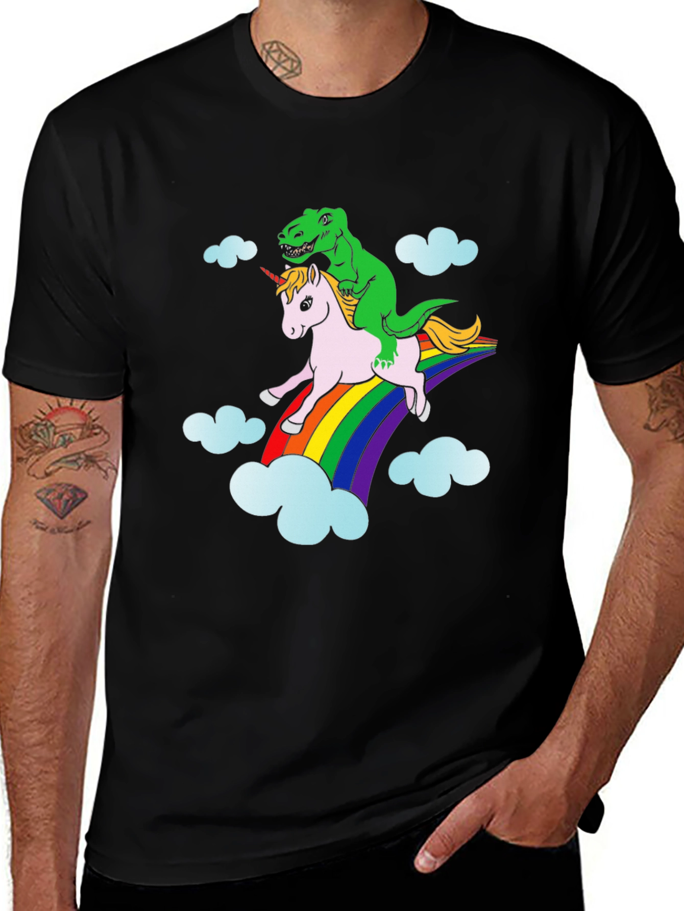 Variant 4 of Dinosaur Riding Unicorn T-Shirt