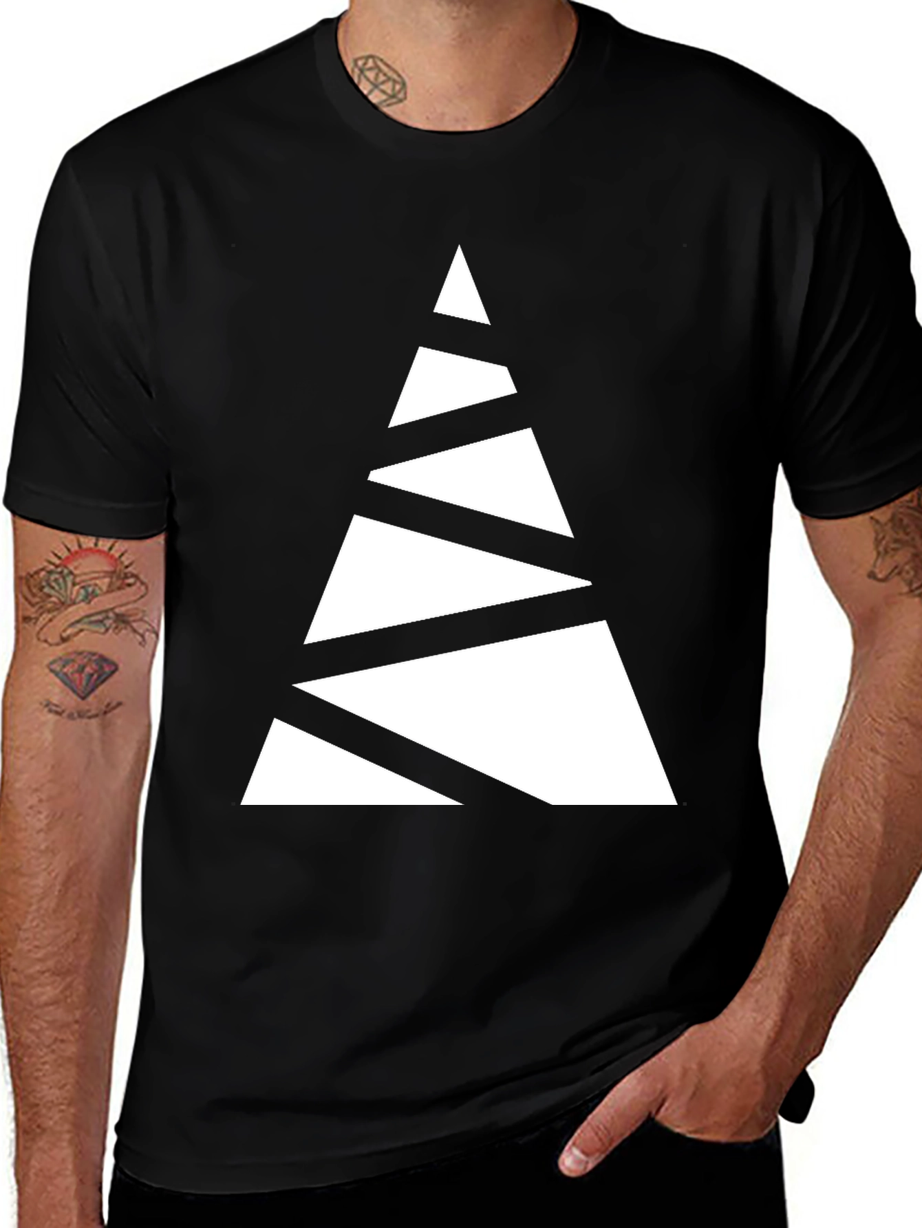 Variant 22 of Abstract Triangle Graphic Black T-Shirt