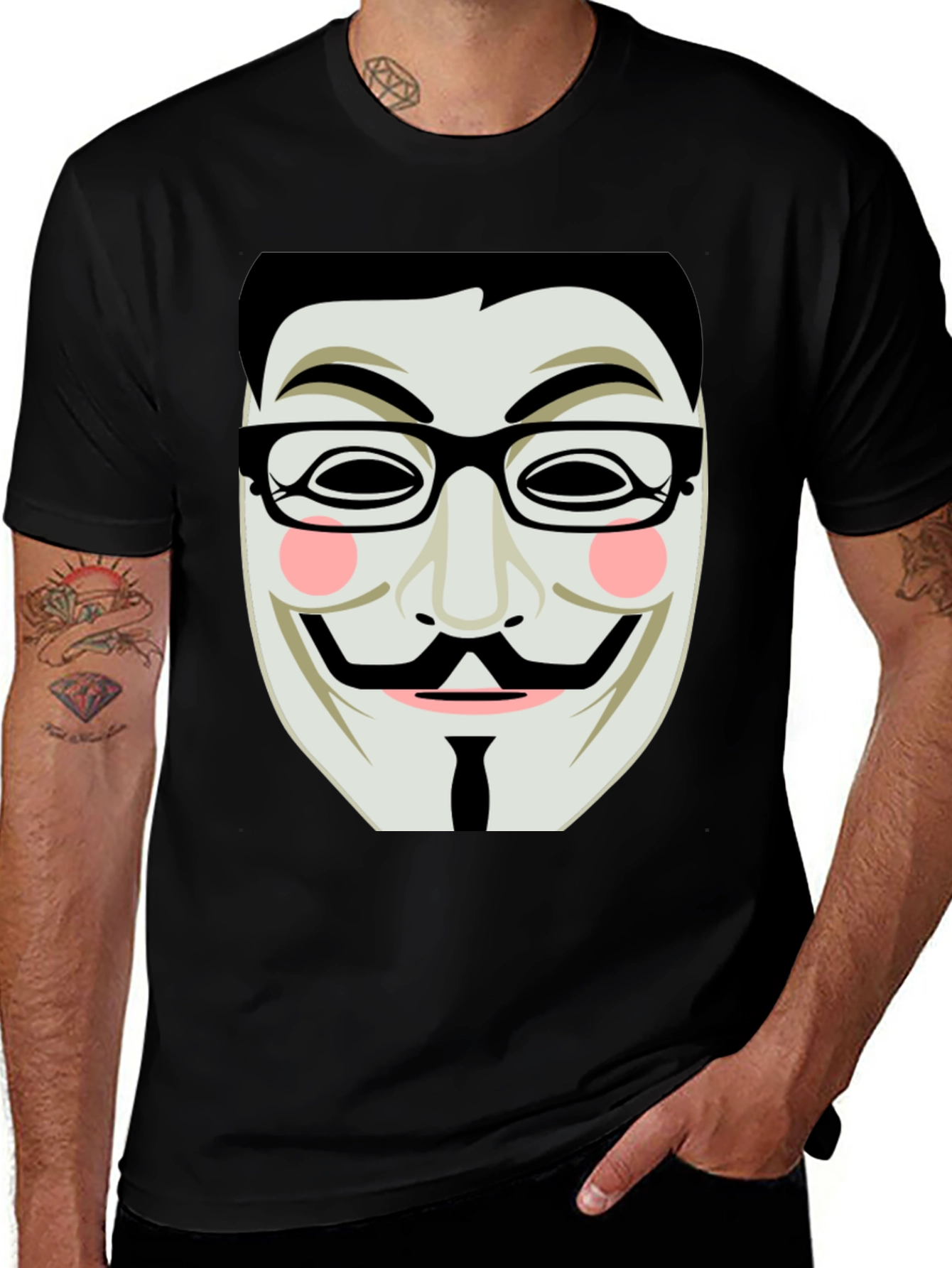 Variant 12 of Anonymous Mask Graphic T-Shirt - Black Crew Neck