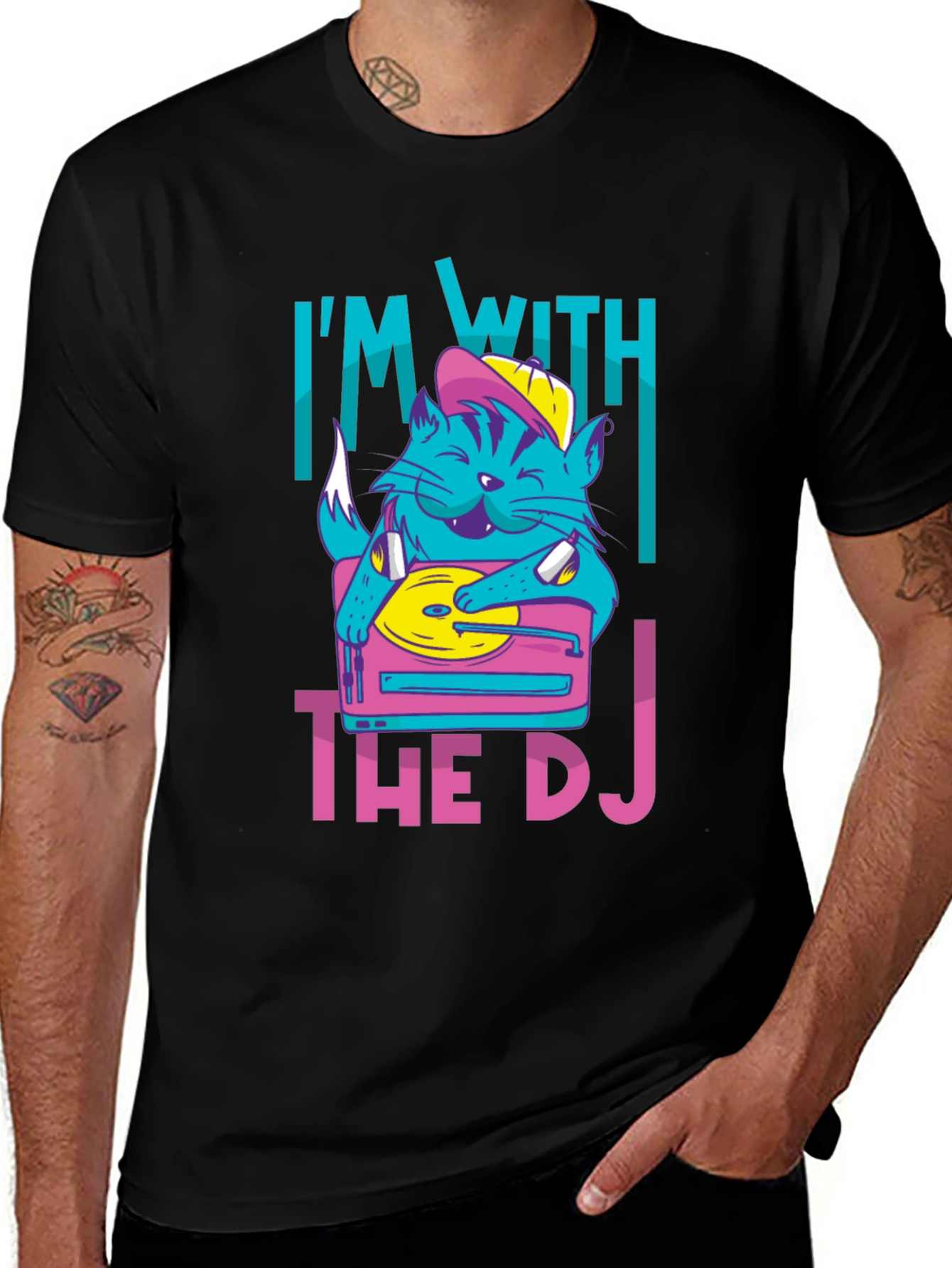Variant 10 of I'm With The DJ Cat Graphic T-Shirt