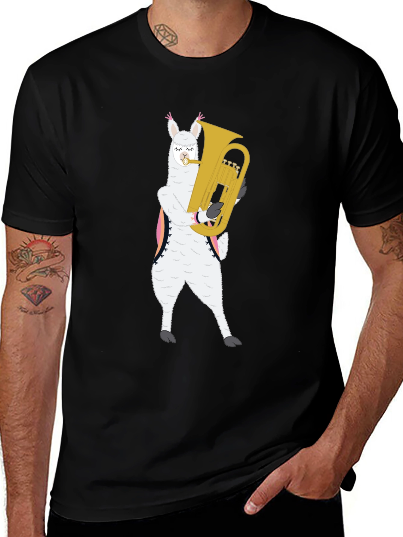 Variant 15 of Llama Tuba Player Graphic Tee