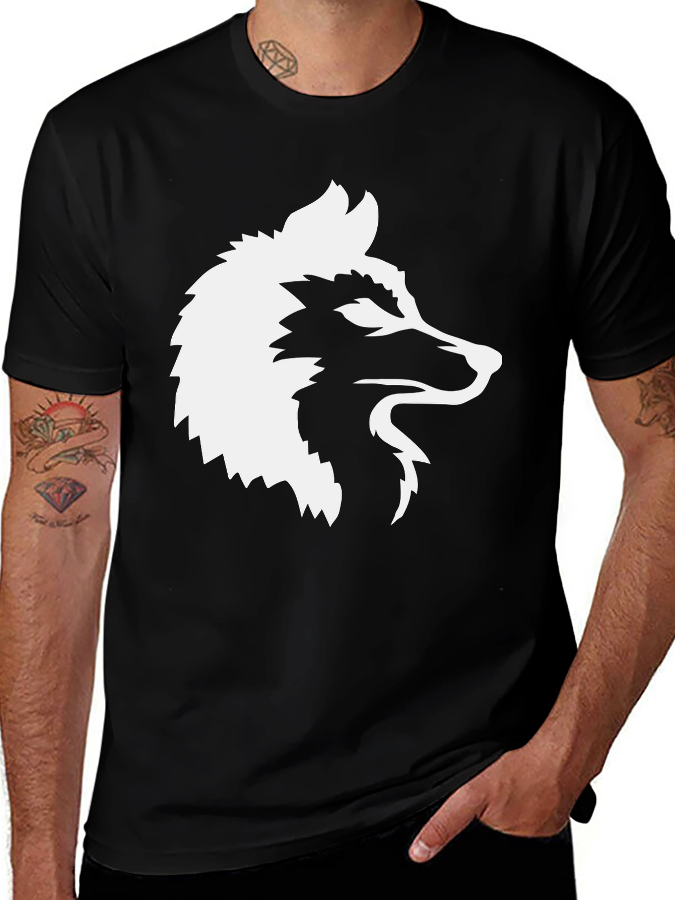 Variant 9 of Black Wolf Graphic Tee - Modern Style