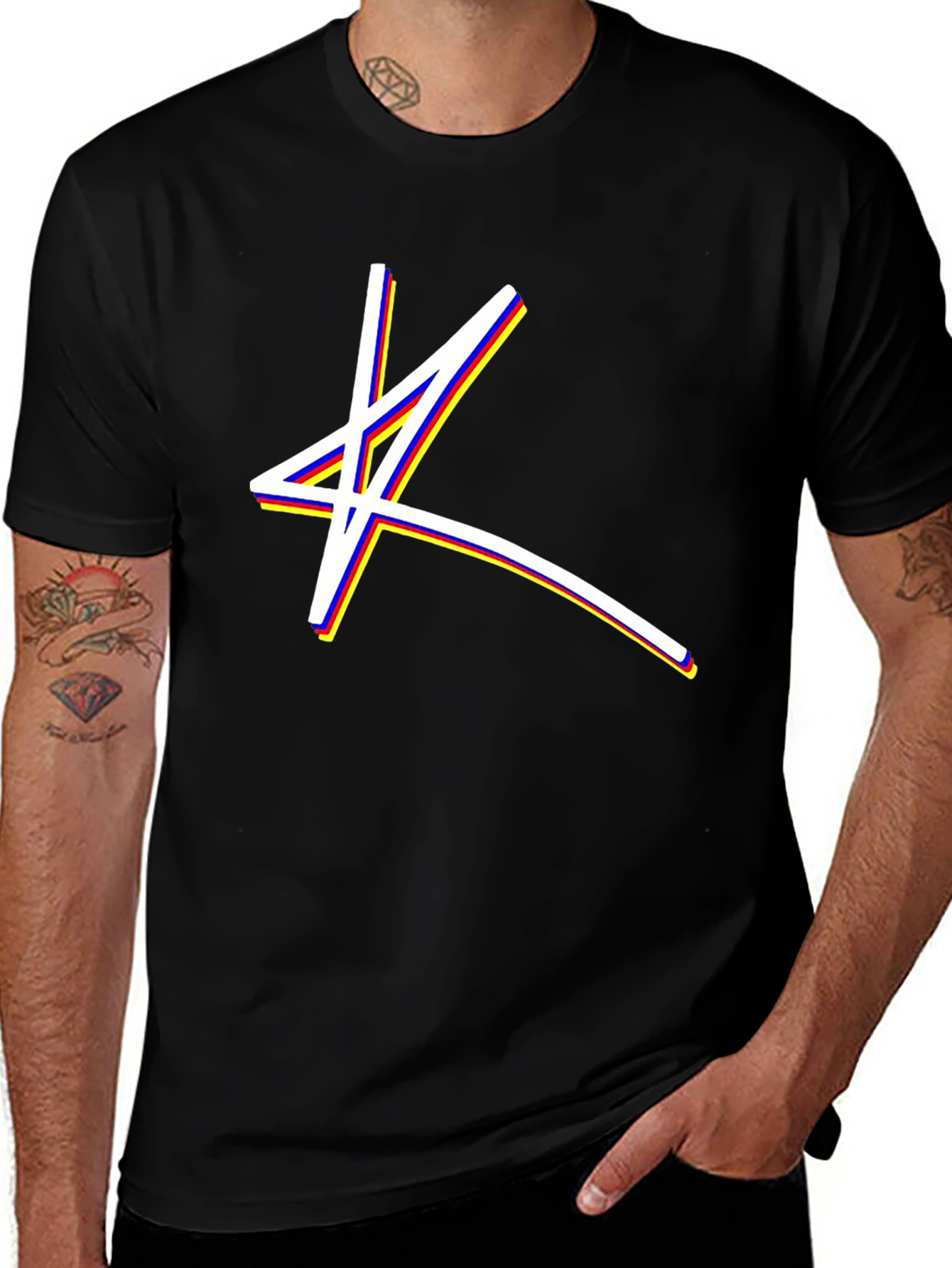Variant 12 of Abstract Star Graphic Black T-Shirt