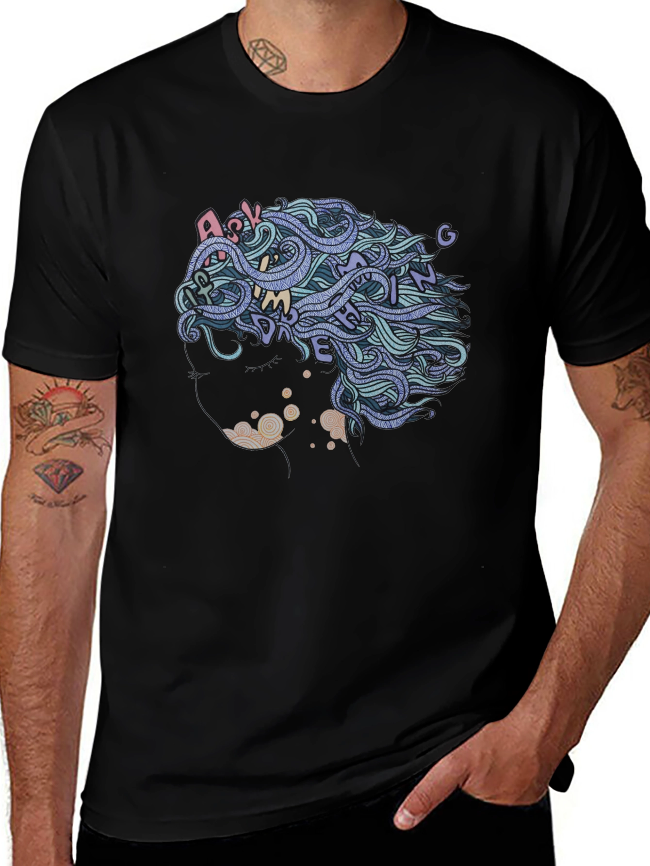 Black Abstract Hair Tee - Ask Me Anything main image