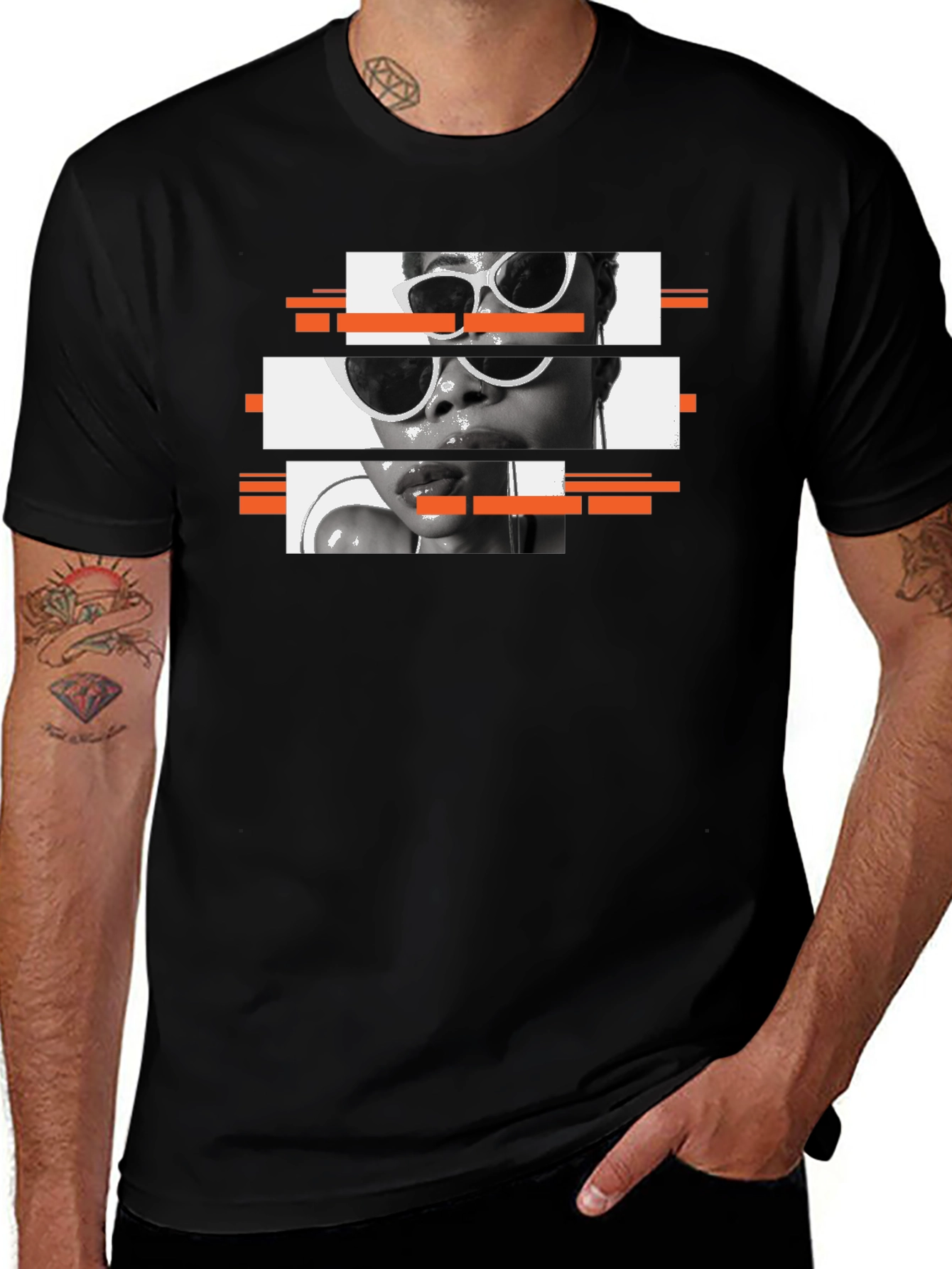 Variant 13 of Modern Glitch Graphic Tee - Cool Black T-Shirt
