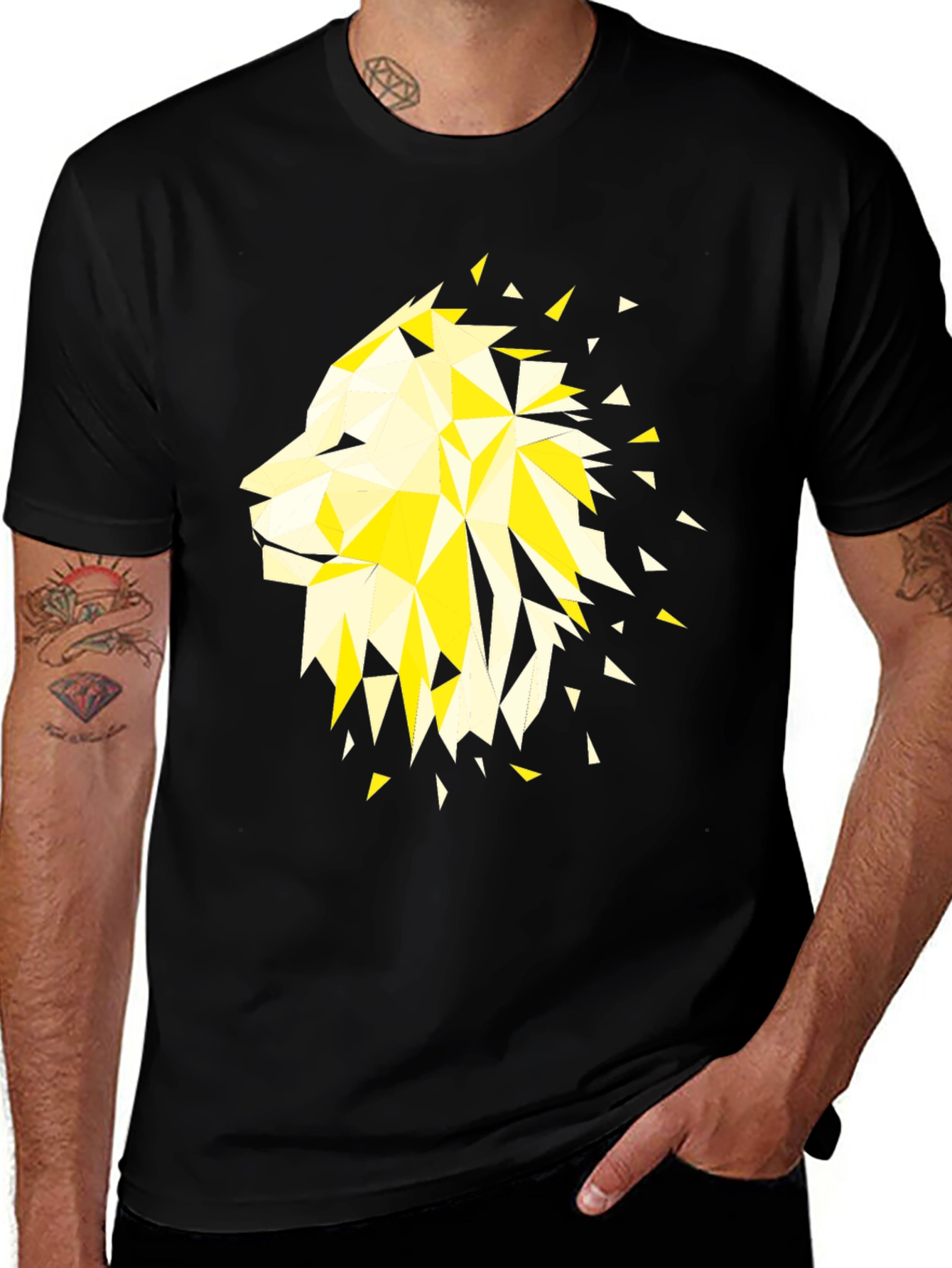 Variant 27 of Geometric Lion Graphic Tee - Modern Streetwear