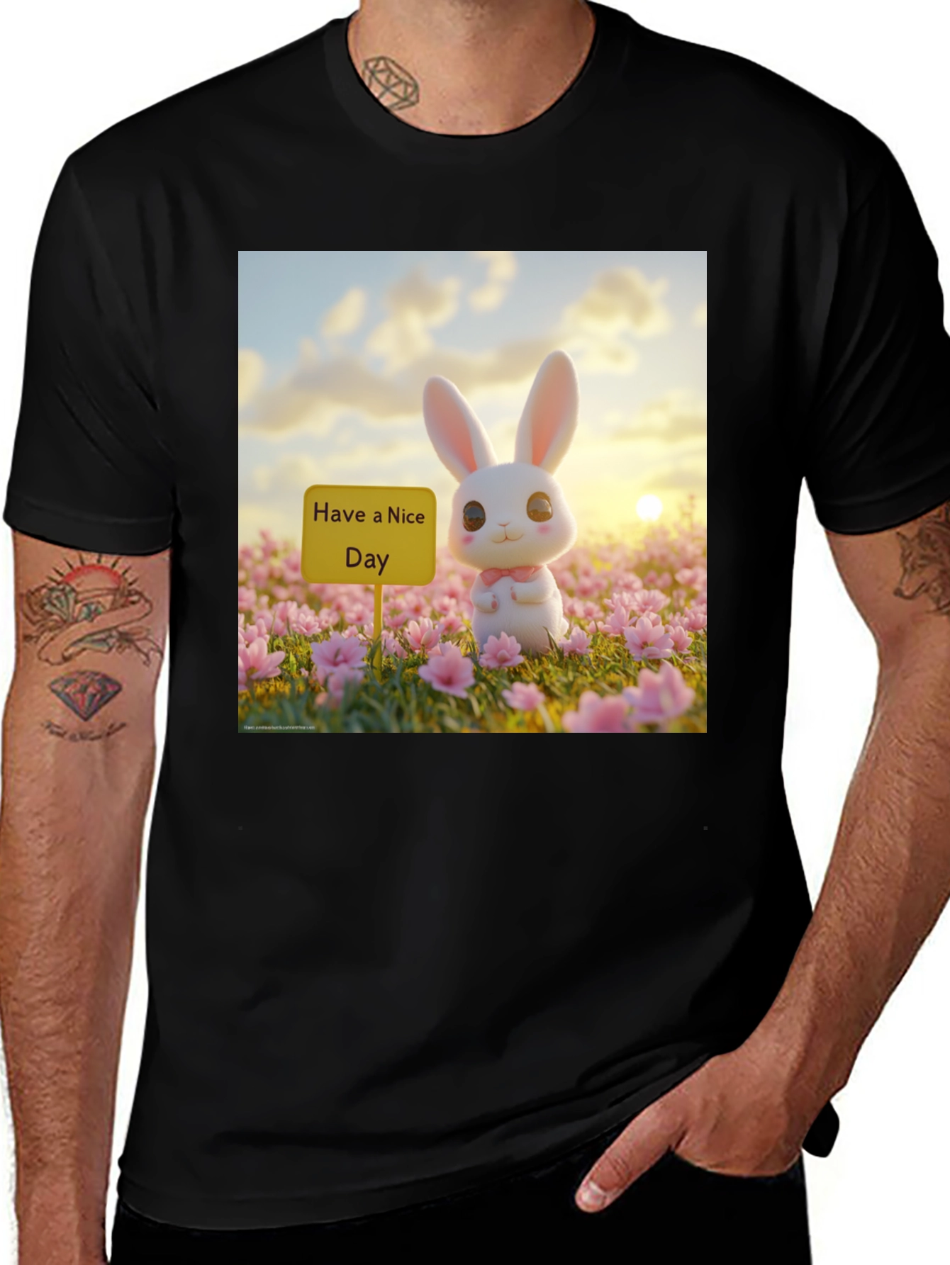 Variant 5 of Cute Bunny 'Have a Nice Day' Graphic Tee