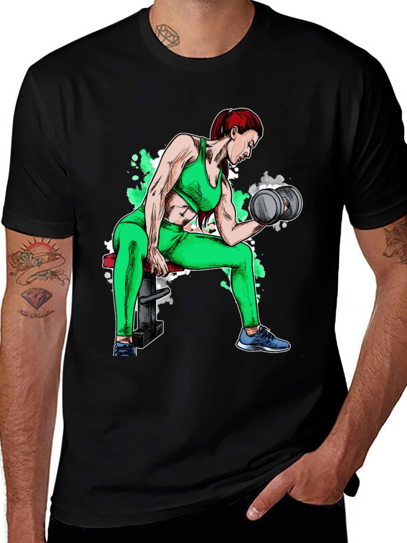 Variant 19 of Fitness Woman Graphic T-Shirt - Strength & Style