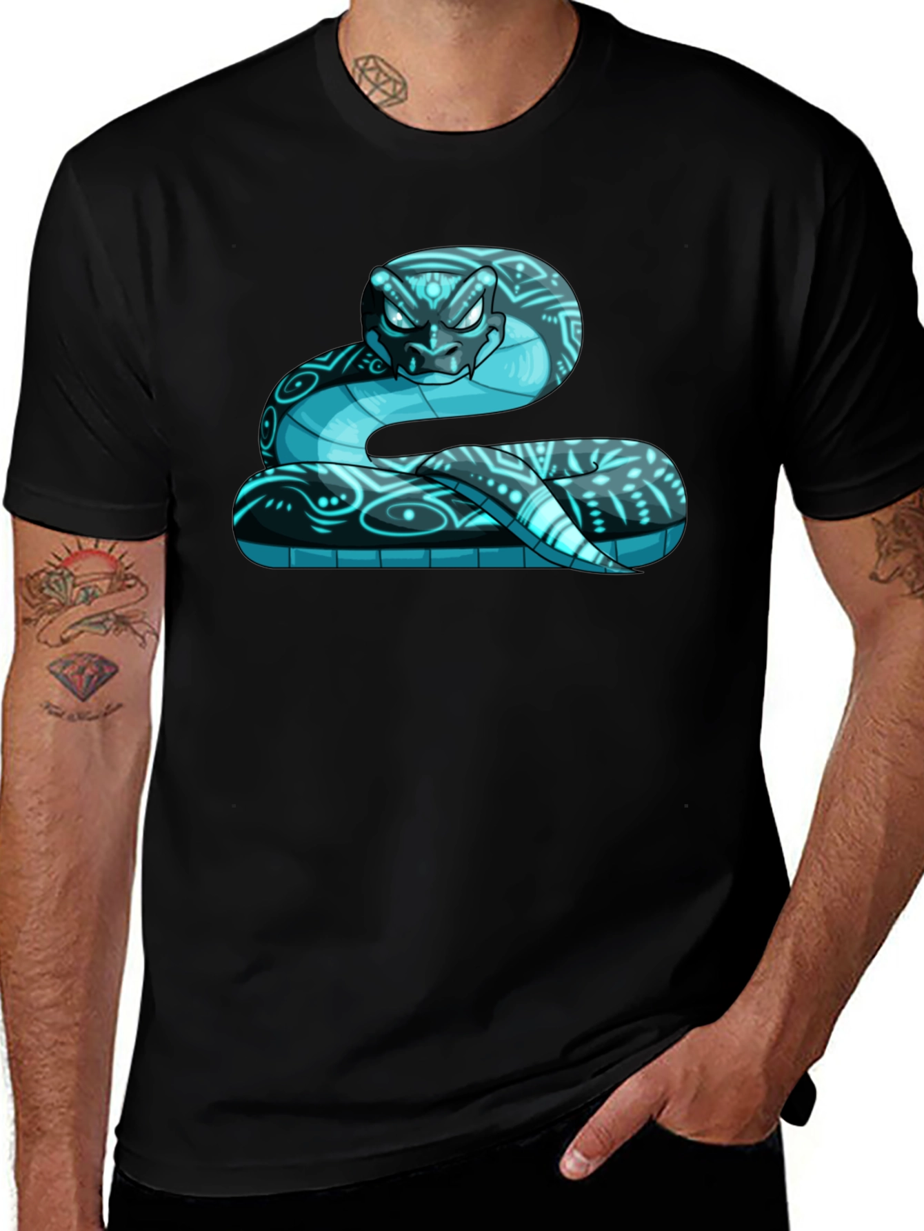 Variant 7 of Cool Blue Snake Graphic Print T-Shirt