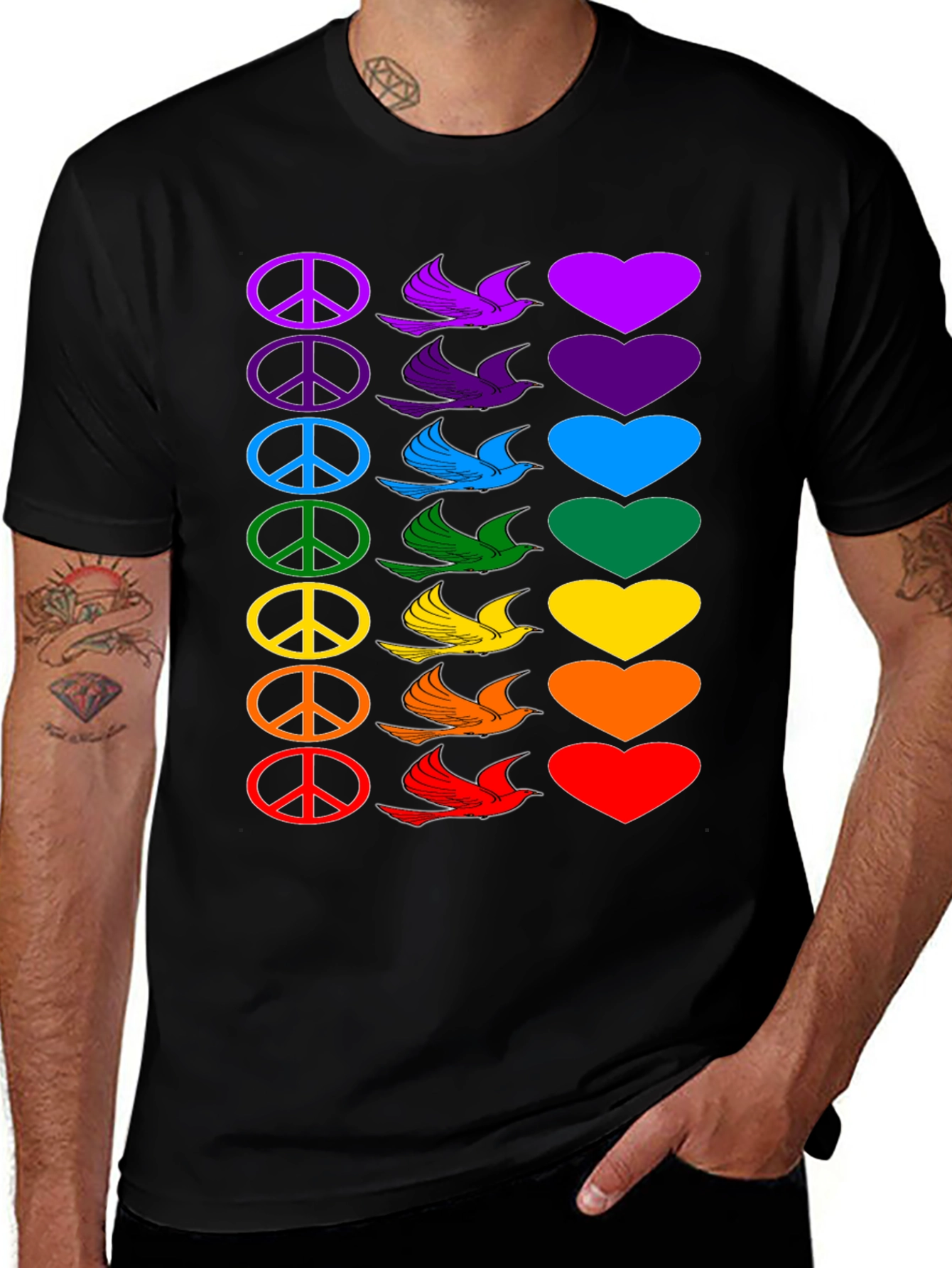 Variant 15 of Rainbow Peace Love T-Shirt